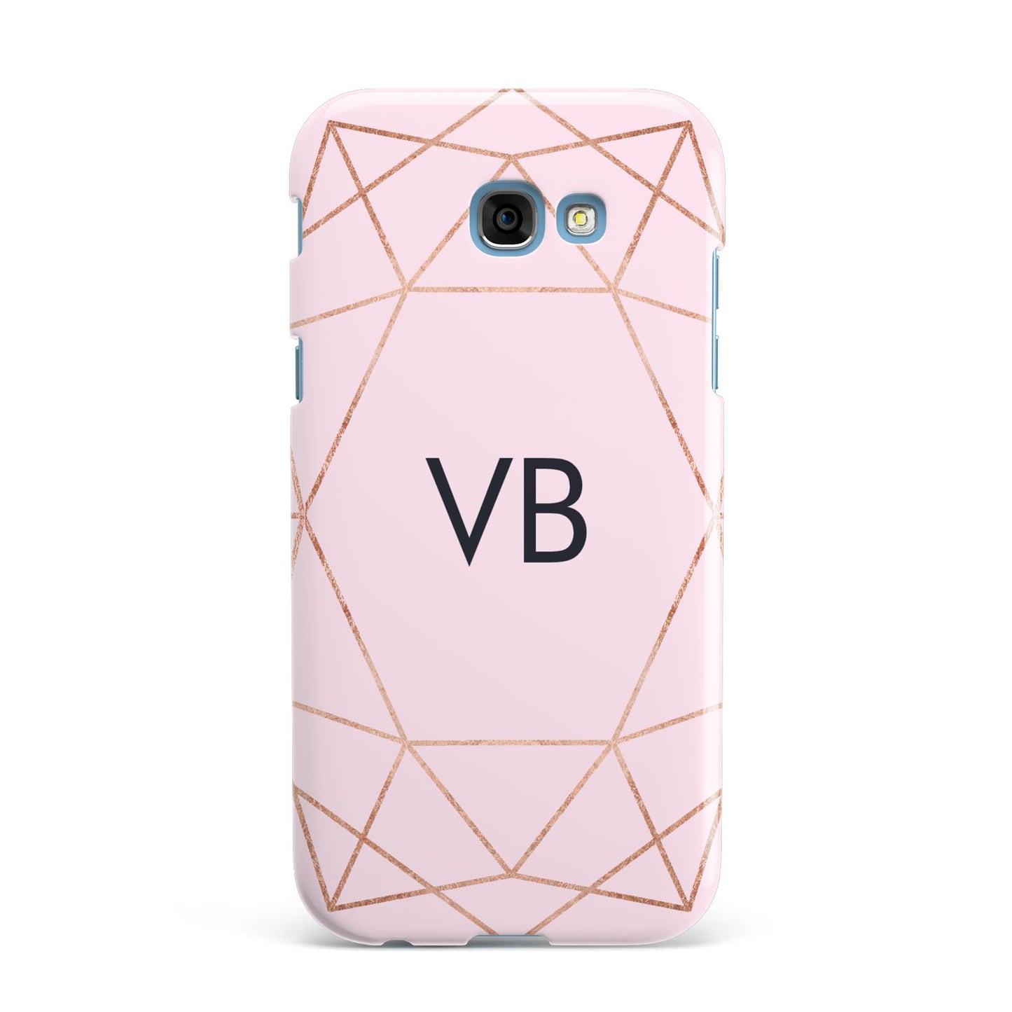 Personalised Pink Rose Gold Initials Geometric Samsung Galaxy A7 2017 Case