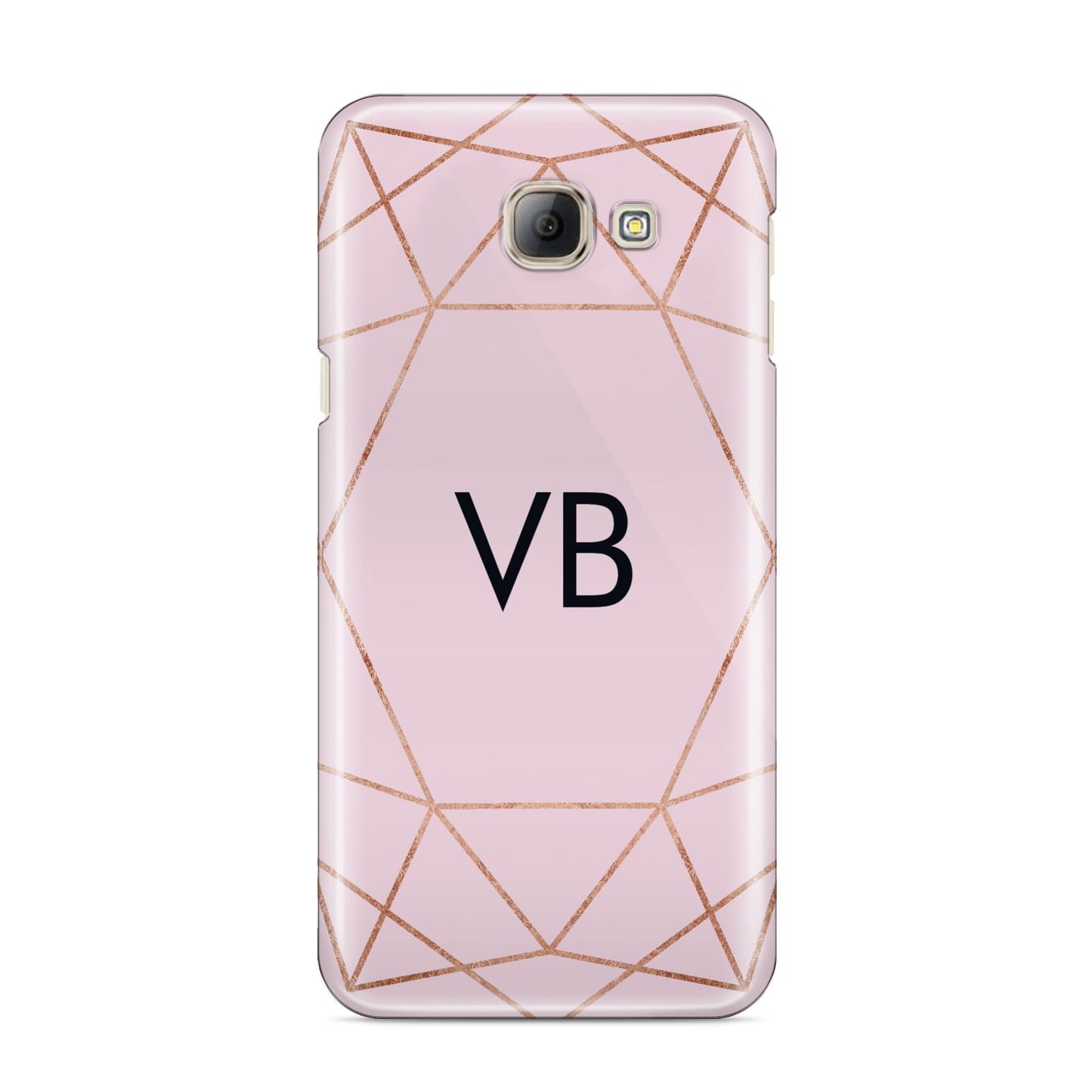 Personalised Pink Rose Gold Initials Geometric Samsung Galaxy A8 2016 Case