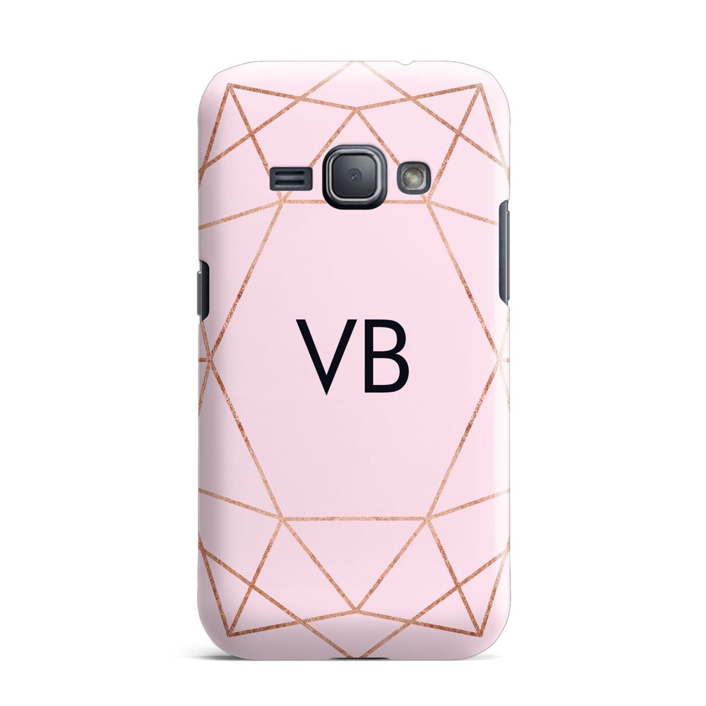 Personalised Pink Rose Gold Initials Geometric Samsung Galaxy J1 2016 Case