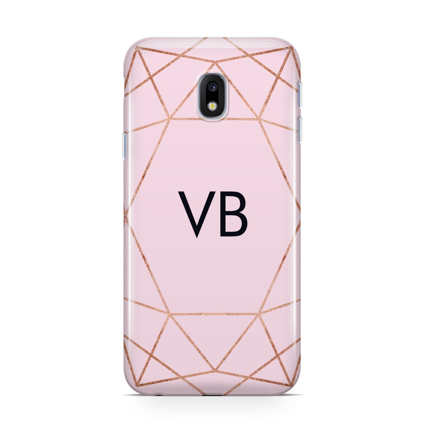 Personalised Pink Rose Gold Initials Geometric Samsung Galaxy J3 2017 Case