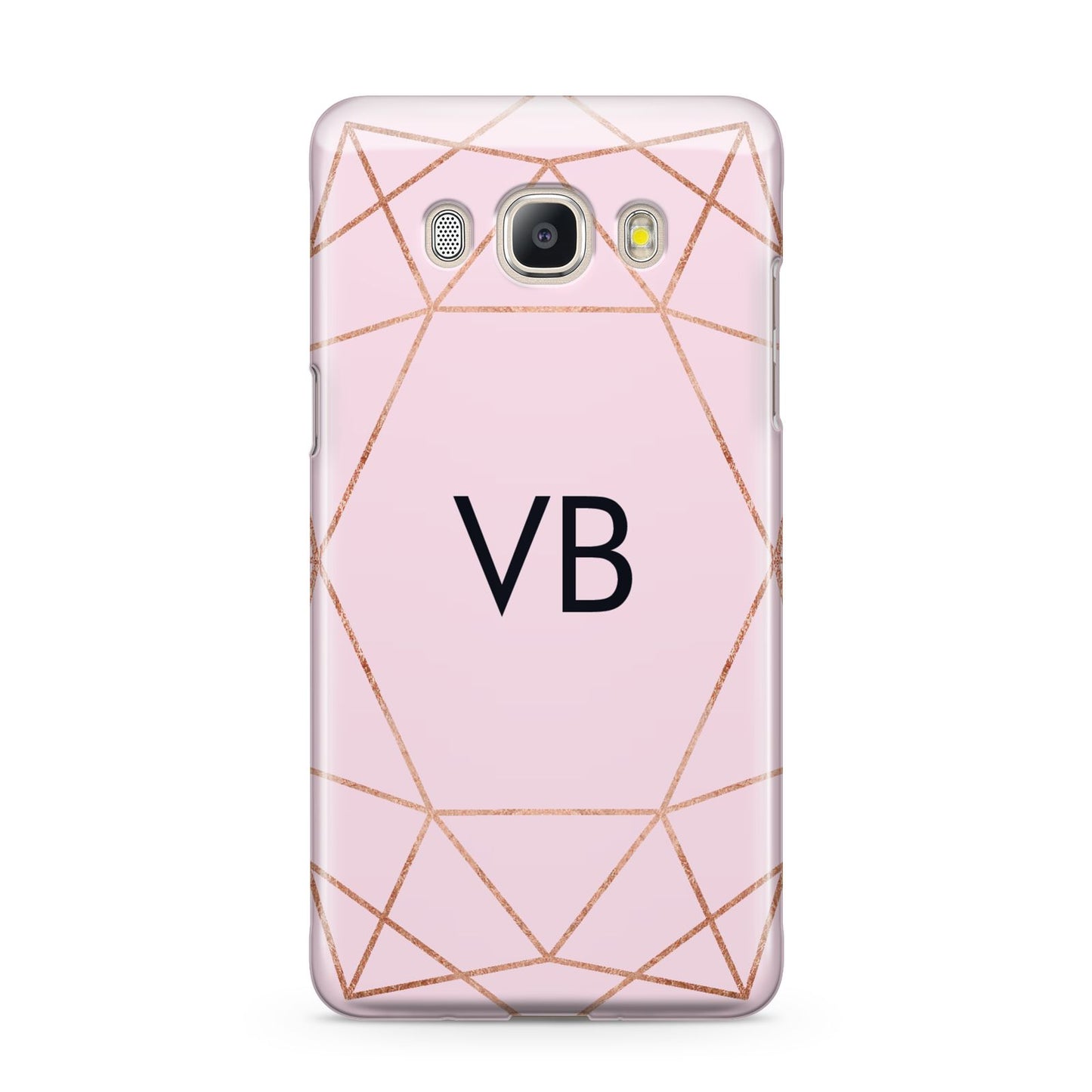 Personalised Pink Rose Gold Initials Geometric Samsung Galaxy J5 2016 Case