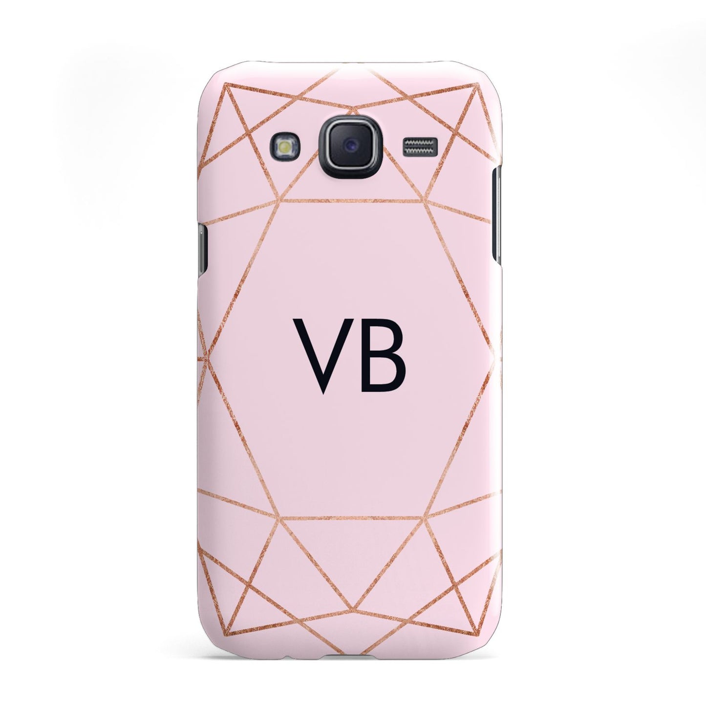 Personalised Pink Rose Gold Initials Geometric Samsung Galaxy J5 Case