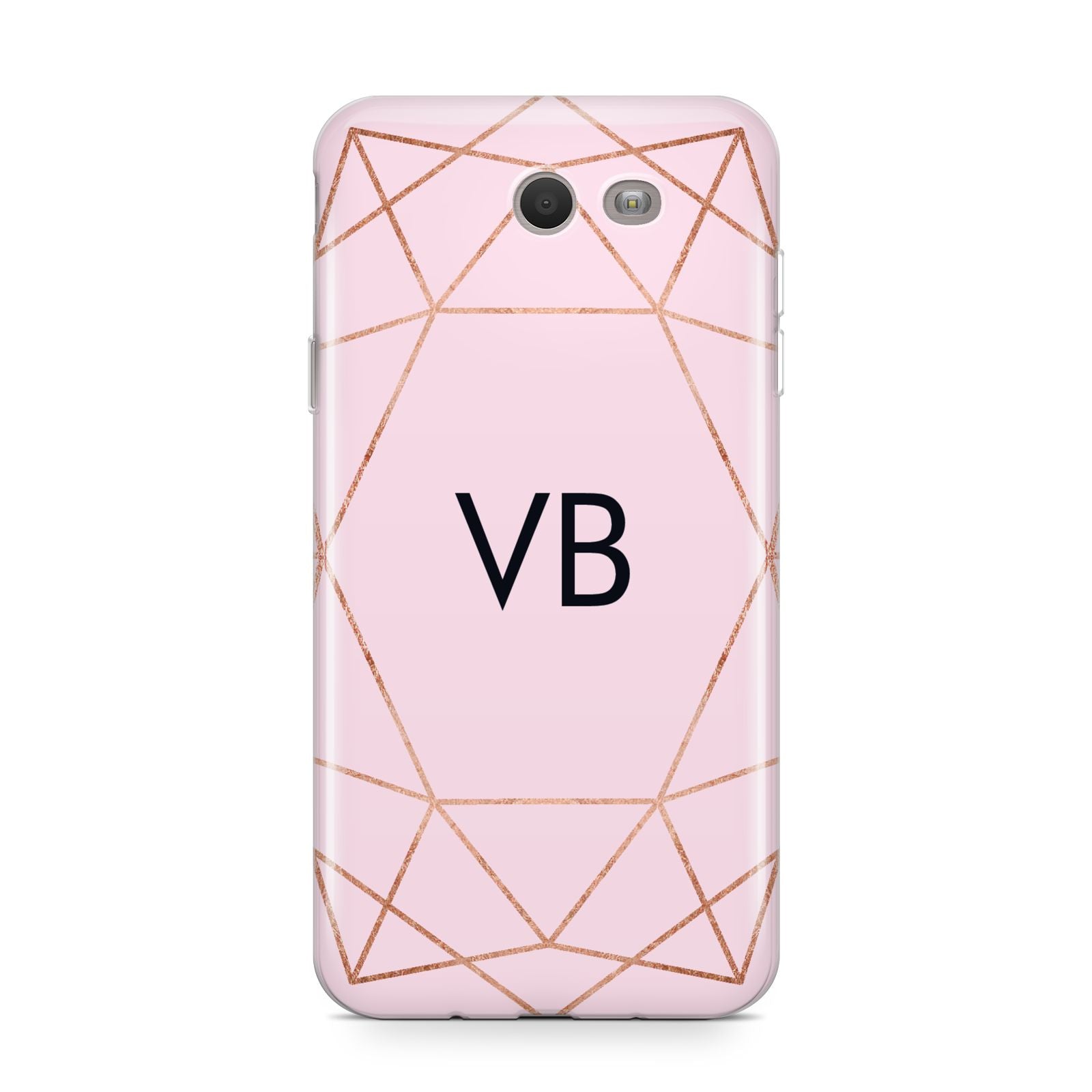 Personalised Pink Rose Gold Initials Geometric Samsung Galaxy J7 2017 Case