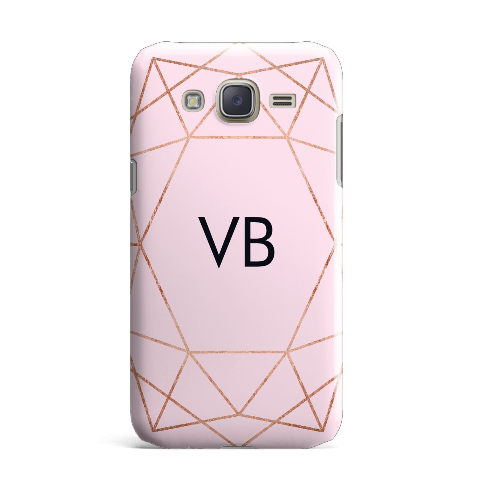 Personalised Pink Rose Gold Initials Geometric Samsung Galaxy J7 Case