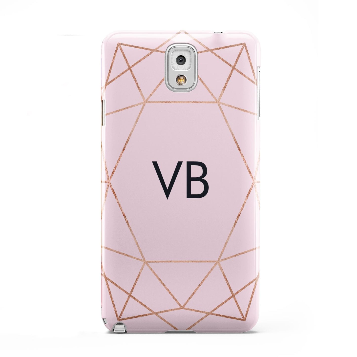 Personalised Pink Rose Gold Initials Geometric Samsung Galaxy Note 3 Case