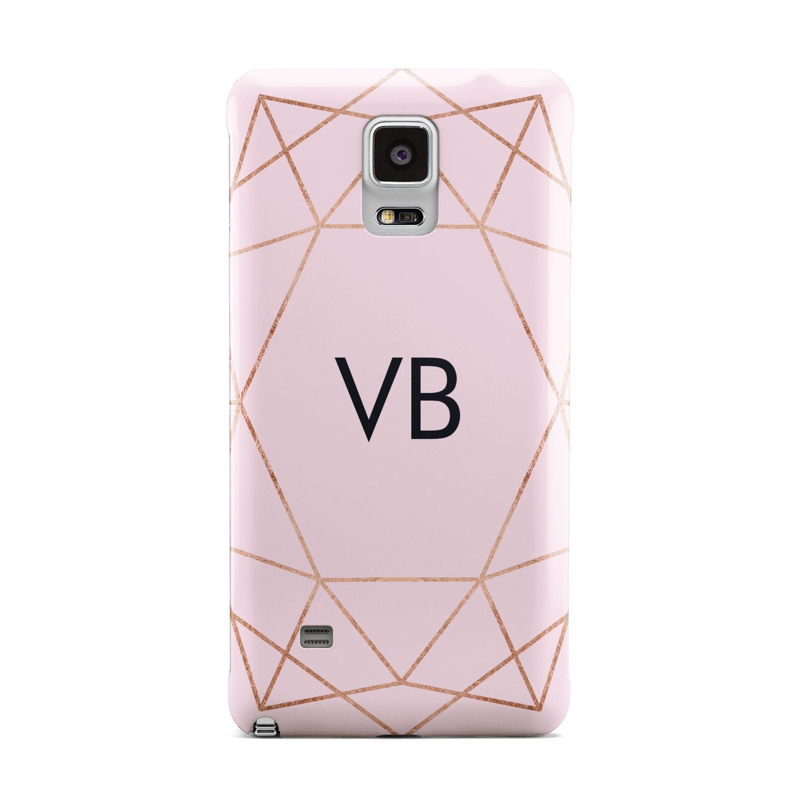 Personalised Pink Rose Gold Initials Geometric Samsung Galaxy Note 4 Case