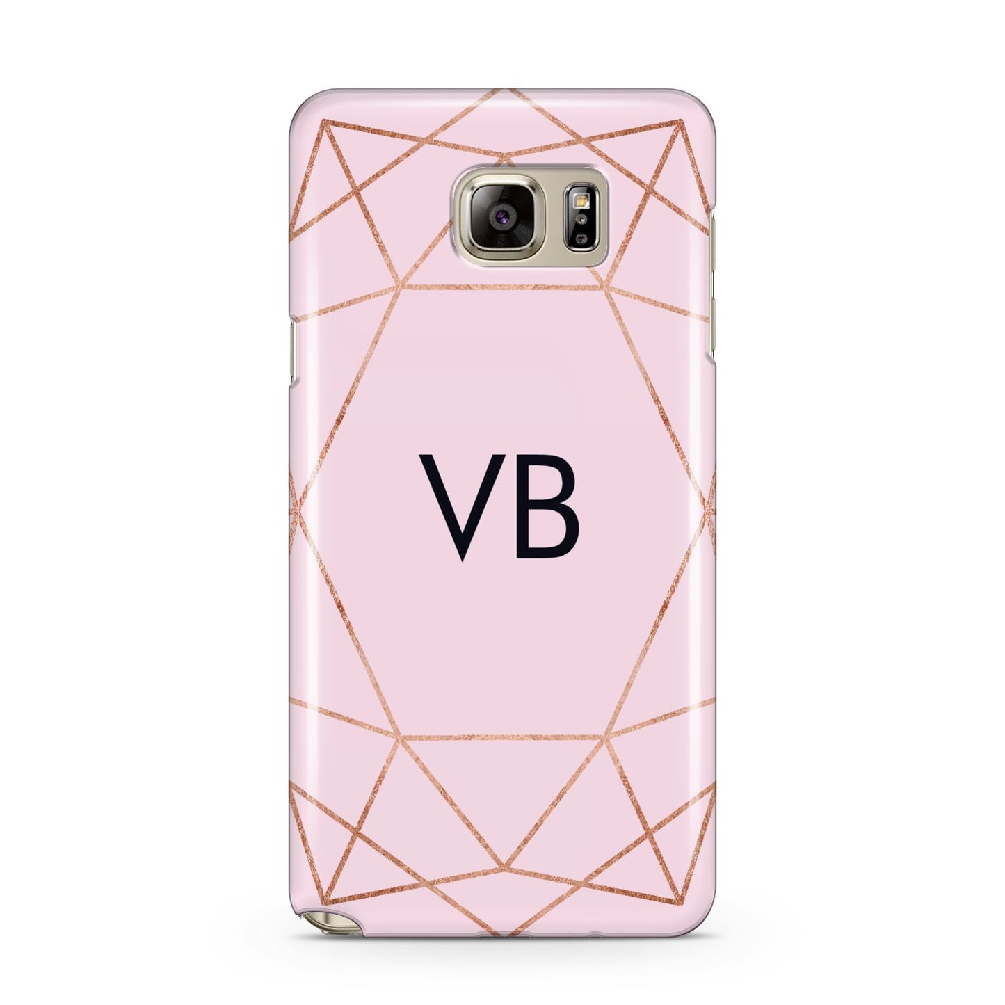 Personalised Pink Rose Gold Initials Geometric Samsung Galaxy Note 5 Case