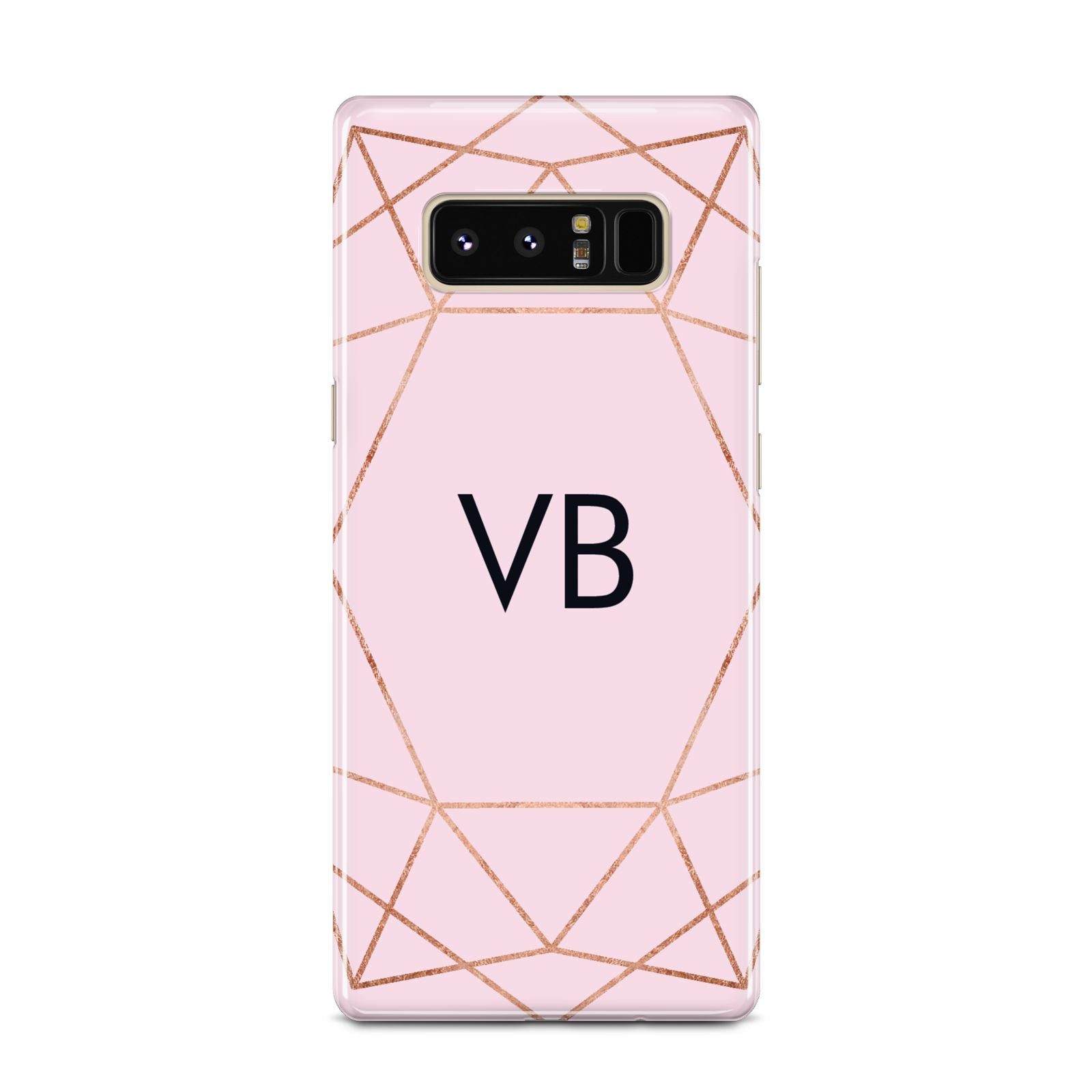 Personalised Pink Rose Gold Initials Geometric Samsung Galaxy Note 8 Case