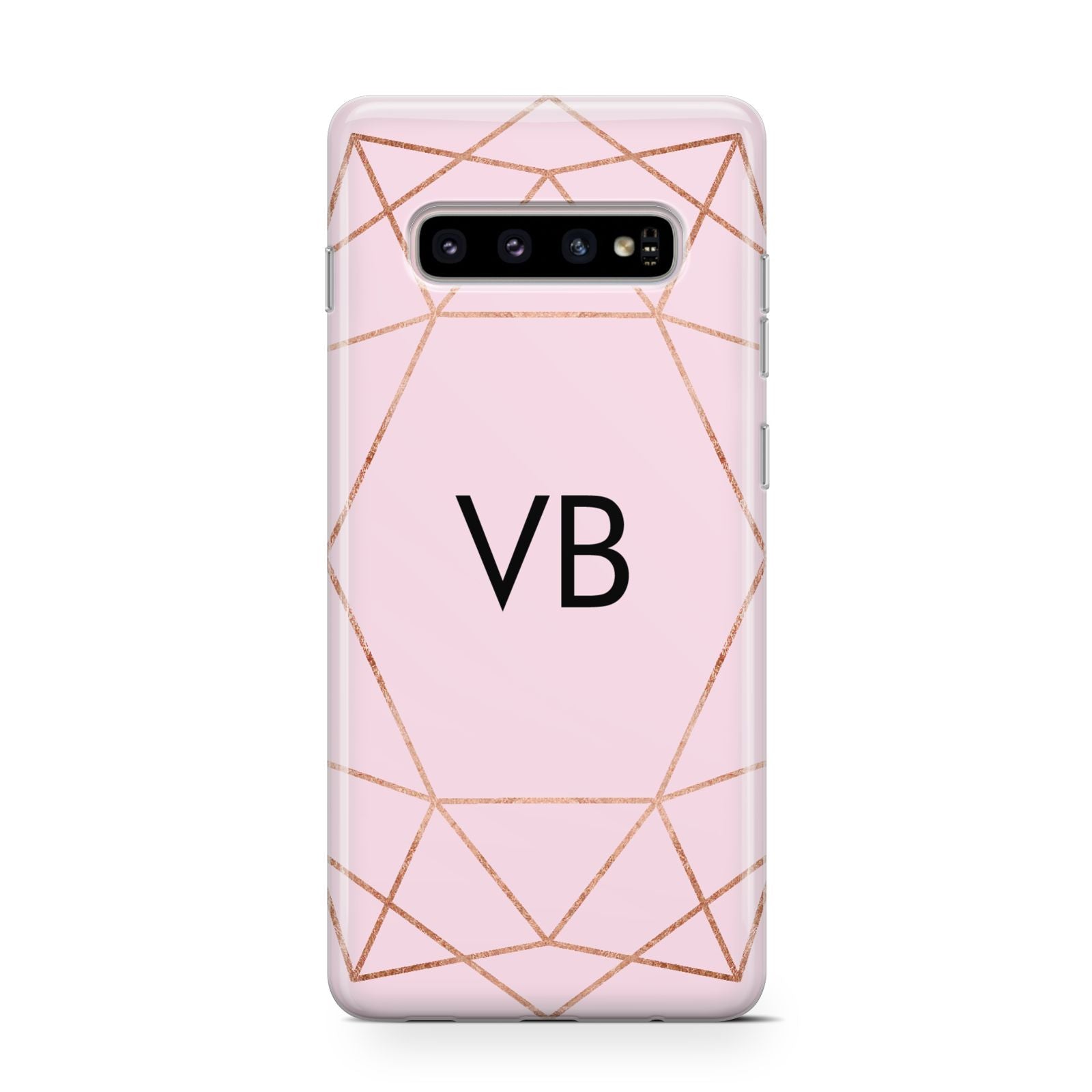 Personalised Pink Rose Gold Initials Geometric Samsung Galaxy S10 Case