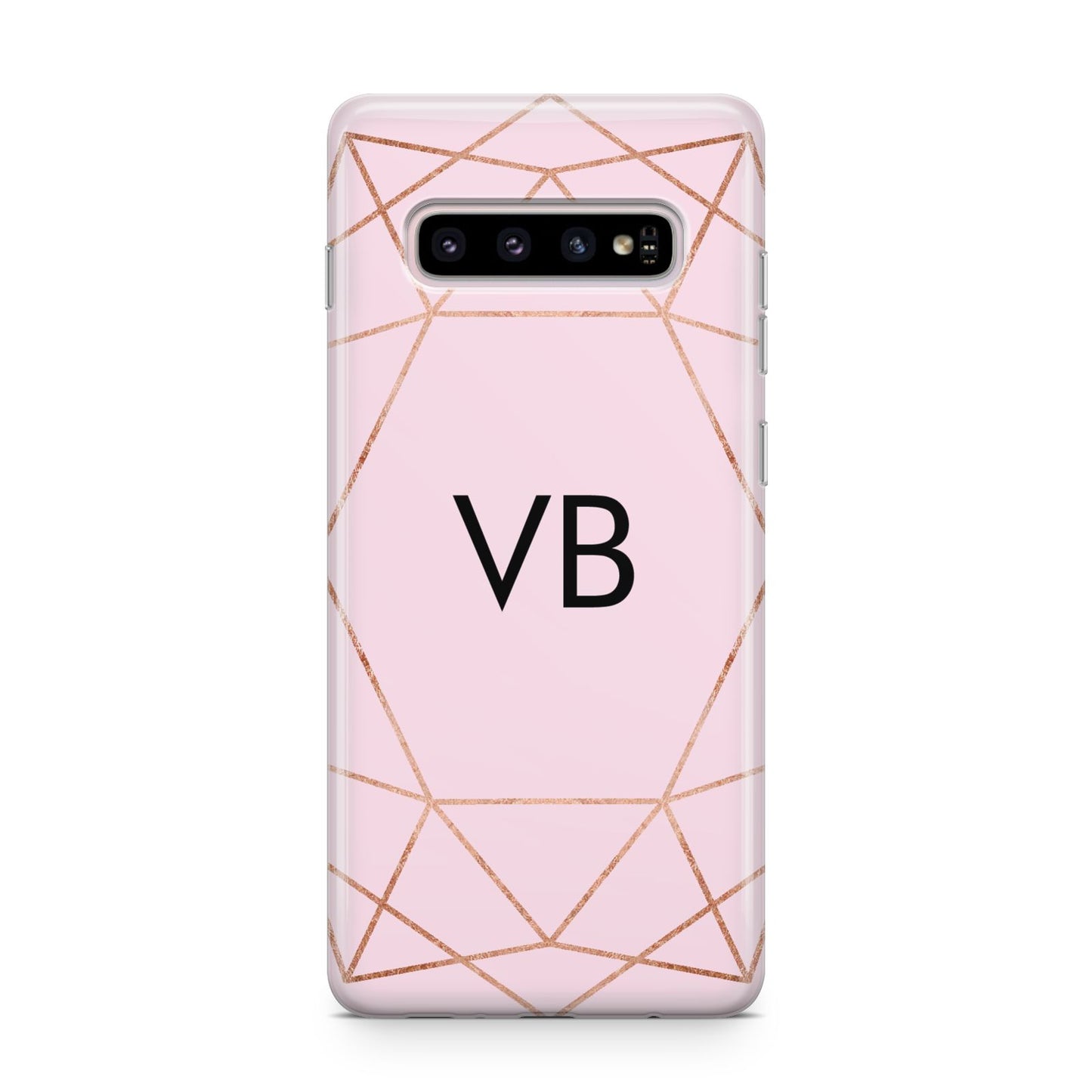 Personalised Pink Rose Gold Initials Geometric Samsung Galaxy S10 Plus Case