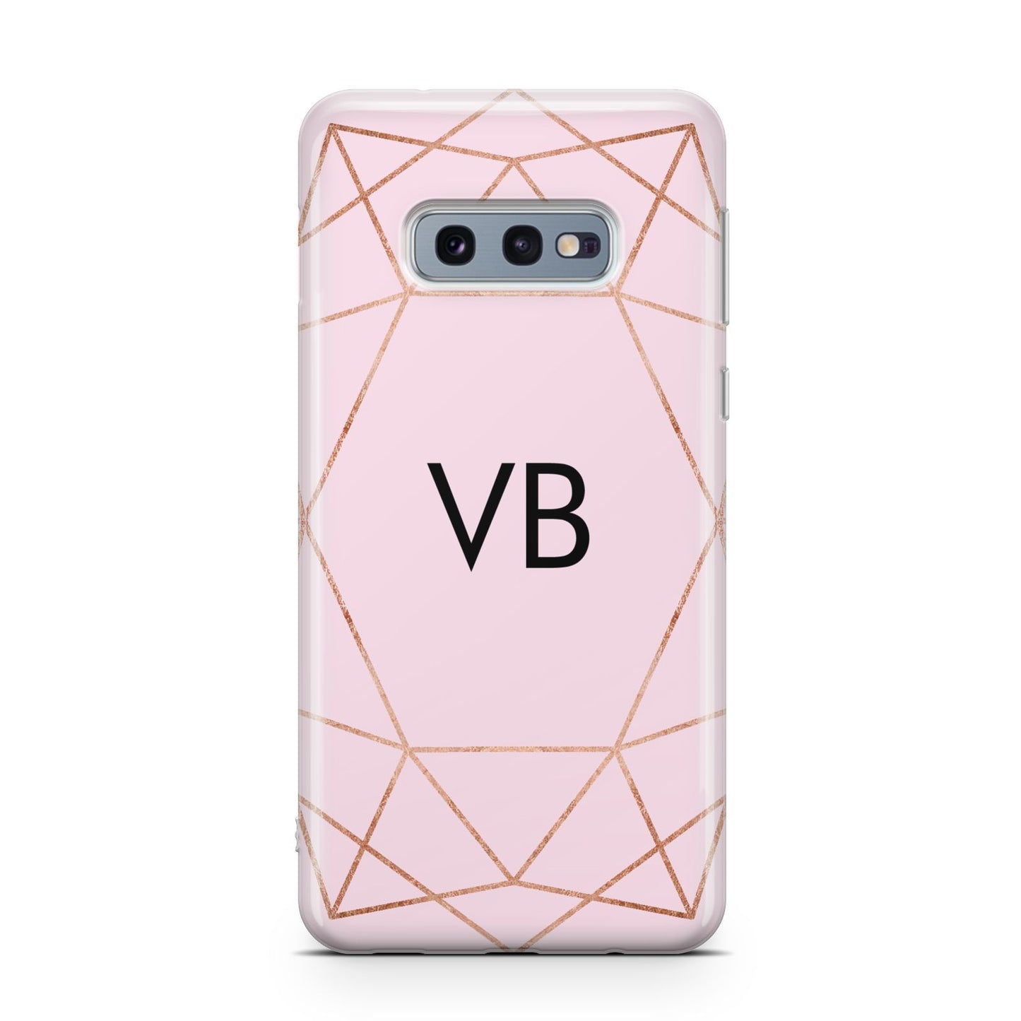 Personalised Pink Rose Gold Initials Geometric Samsung Galaxy S10E Case