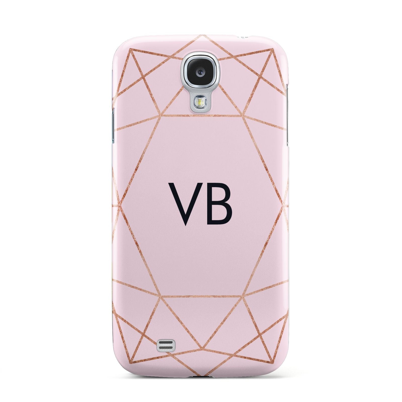 Personalised Pink Rose Gold Initials Geometric Samsung Galaxy S4 Case