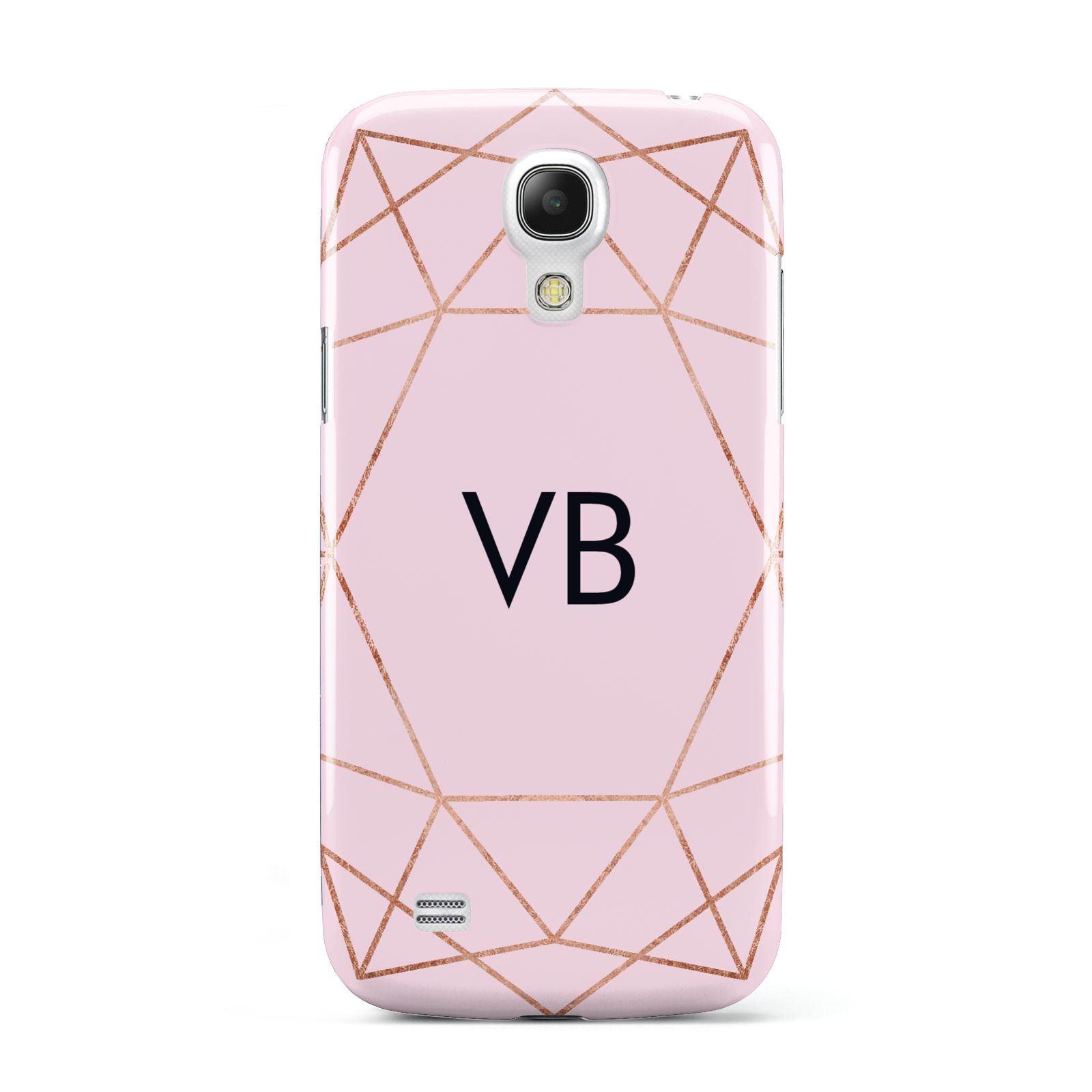 Personalised Pink Rose Gold Initials Geometric Samsung Galaxy S4 Mini Case