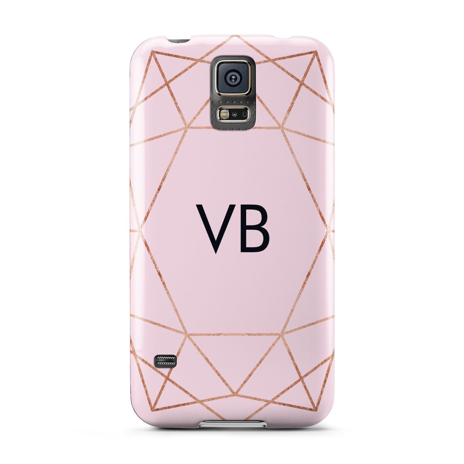 Personalised Pink Rose Gold Initials Geometric Samsung Galaxy S5 Case