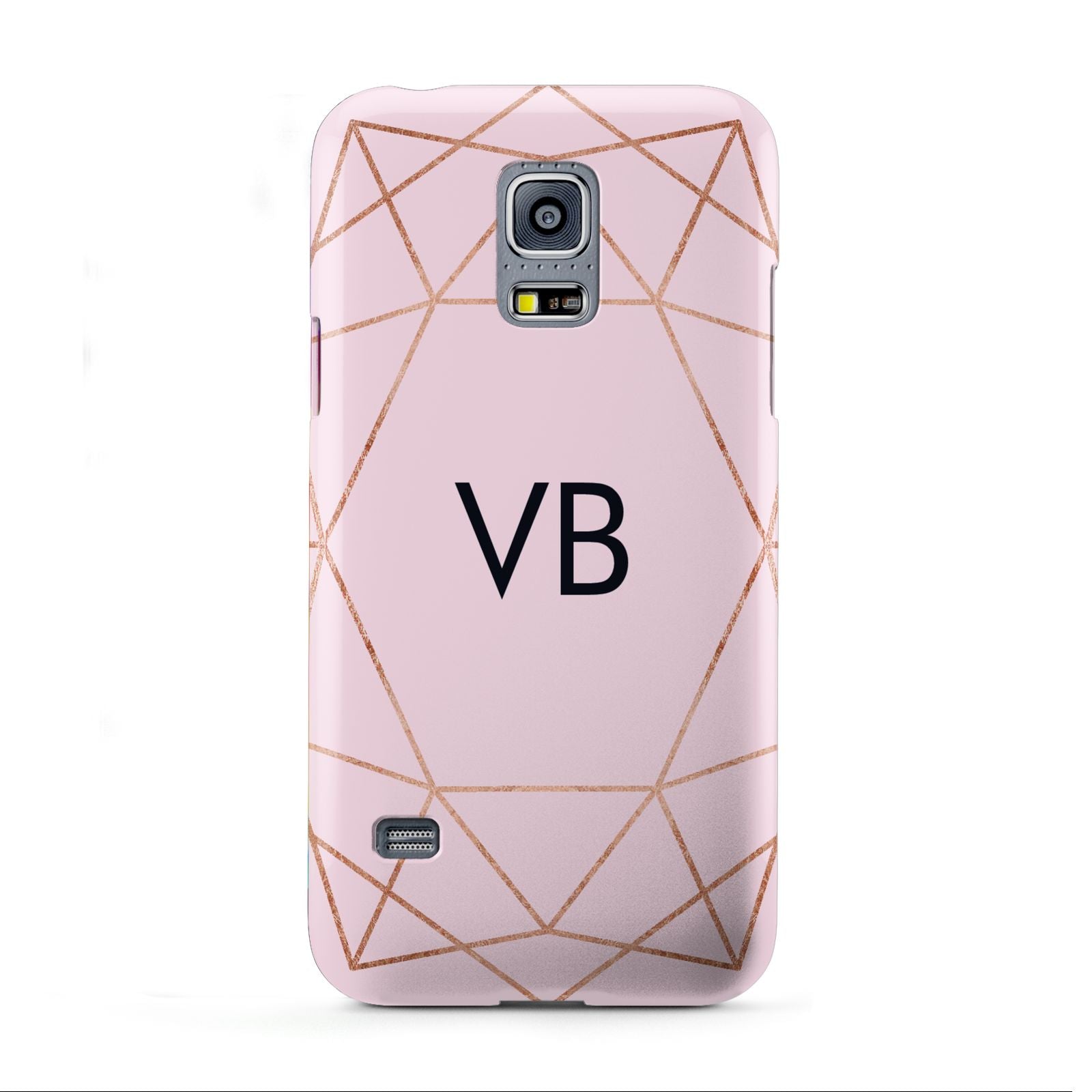 Personalised Pink Rose Gold Initials Geometric Samsung Galaxy S5 Mini Case