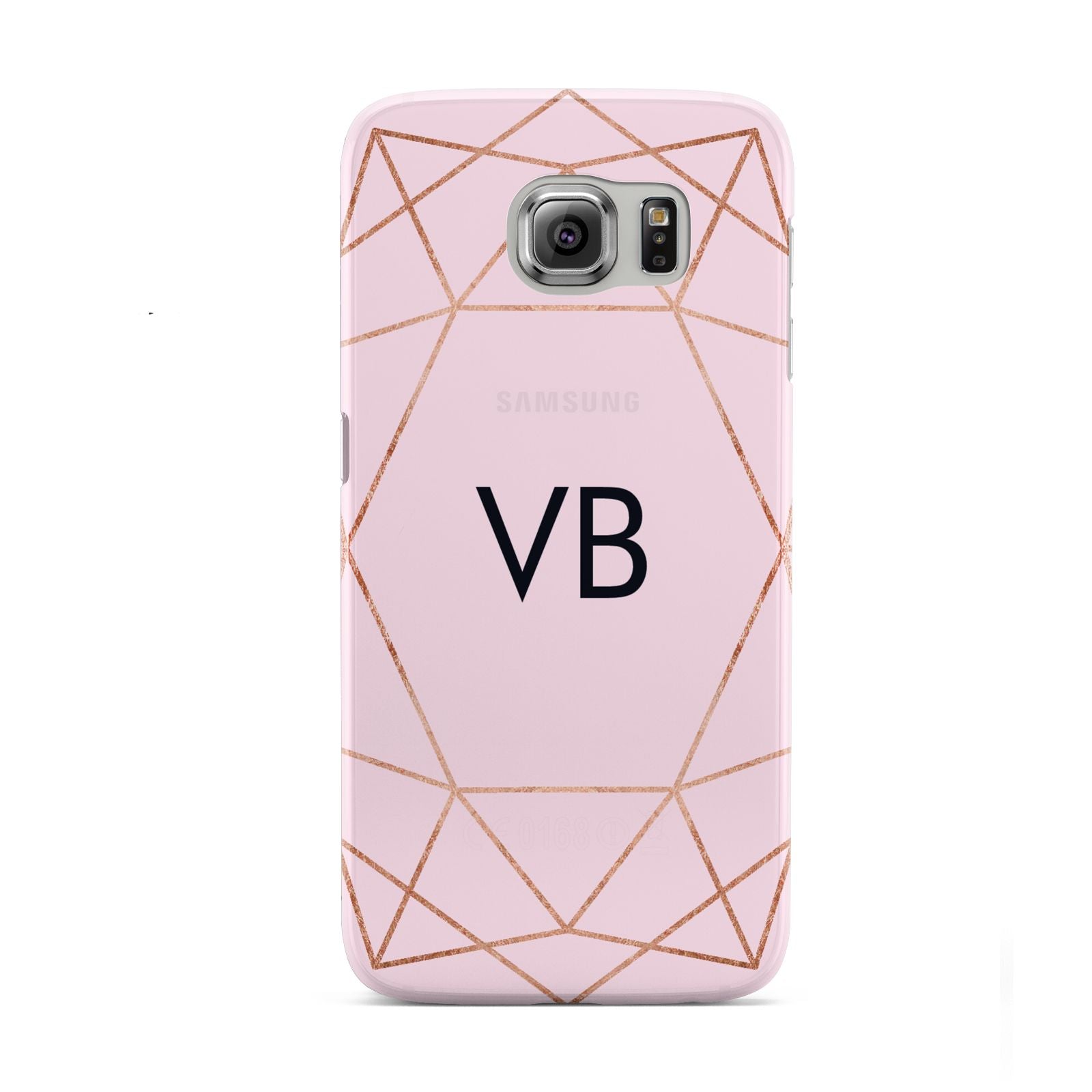 Personalised Pink Rose Gold Initials Geometric Samsung Galaxy S6 Case