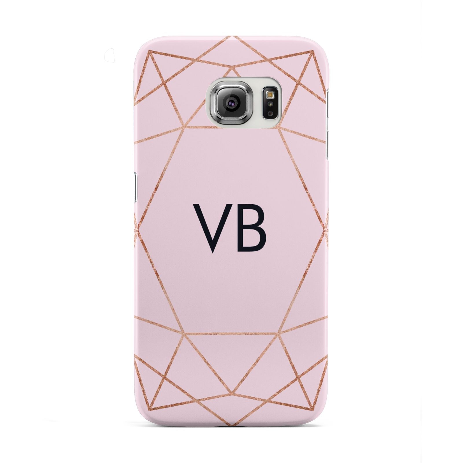 Personalised Pink Rose Gold Initials Geometric Samsung Galaxy S6 Edge Case