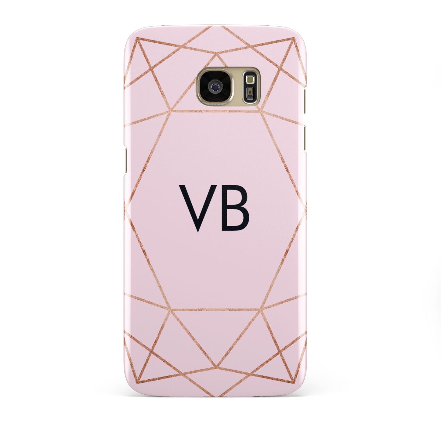 Personalised Pink Rose Gold Initials Geometric Samsung Galaxy S7 Edge Case