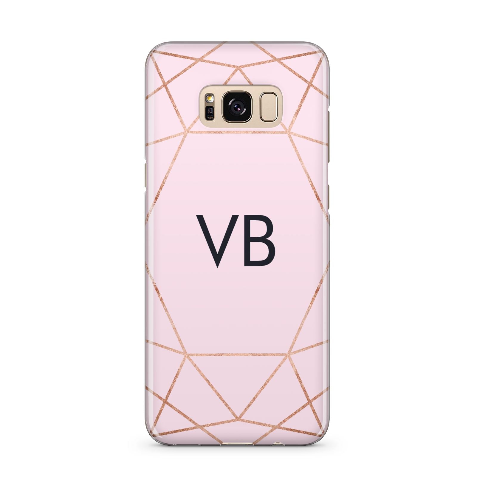 Personalised Pink Rose Gold Initials Geometric Samsung Galaxy S8 Plus Case