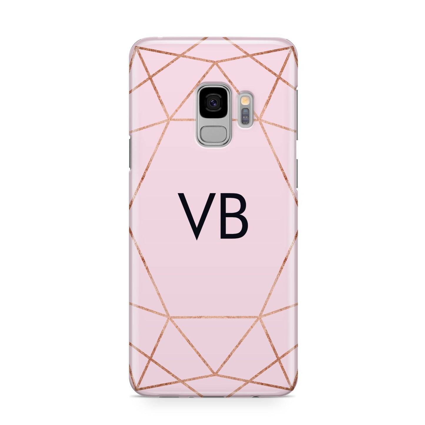 Personalised Pink Rose Gold Initials Geometric Samsung Galaxy S9 Case