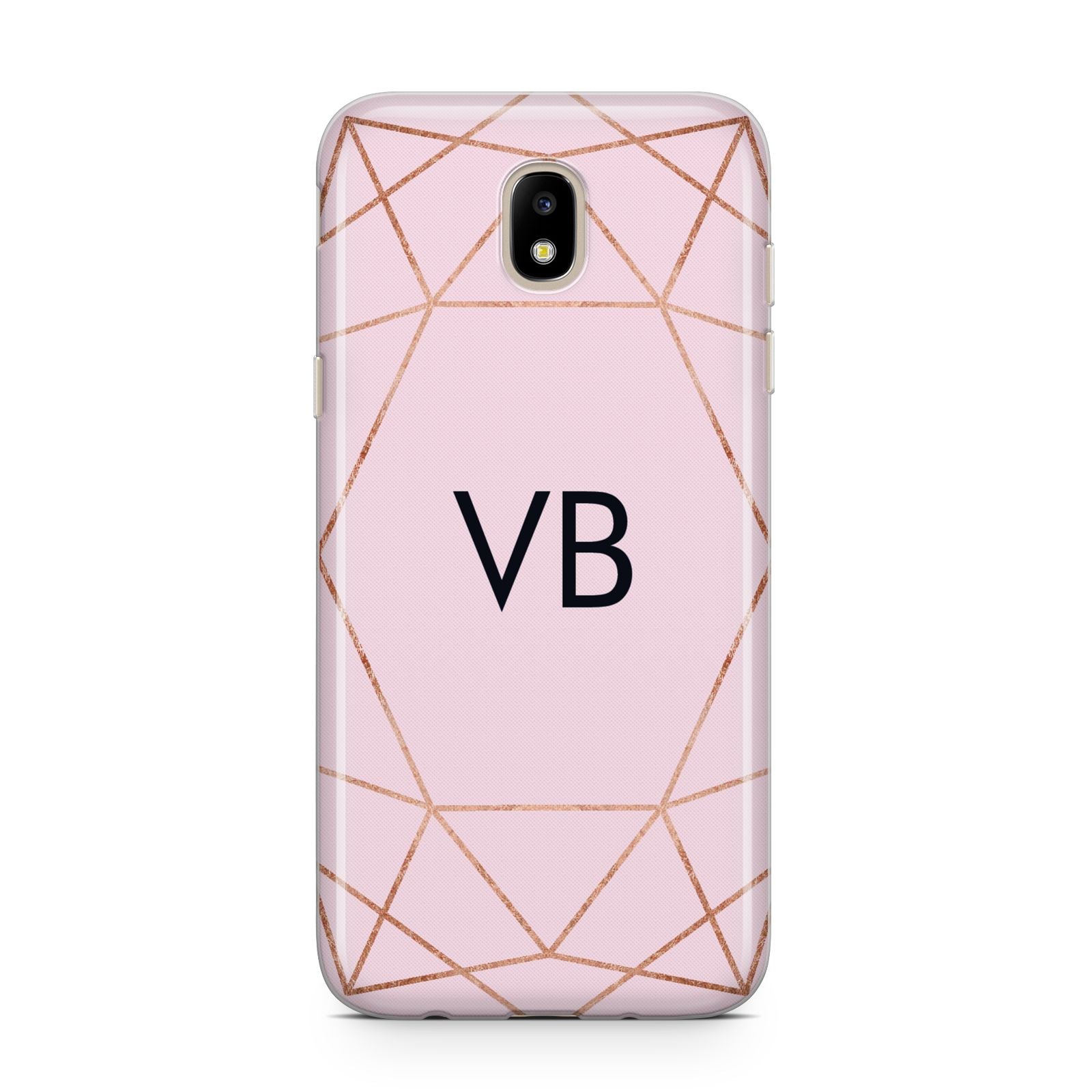 Personalised Pink Rose Gold Initials Geometric Samsung J5 2017 Case