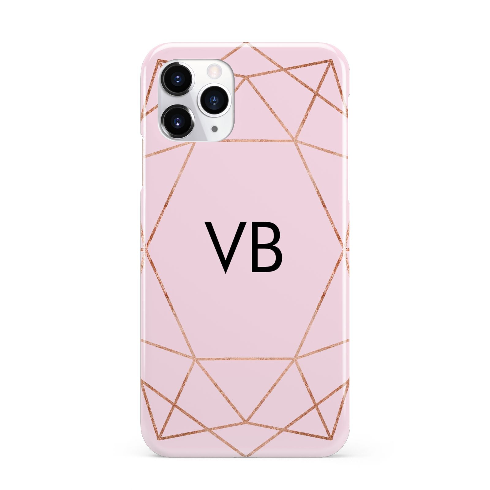 Personalised Pink Rose Gold Initials Geometric iPhone 11 Pro 3D Snap Case