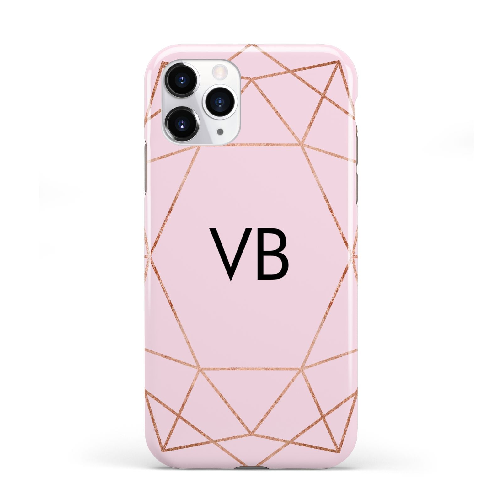 Personalised Pink Rose Gold Initials Geometric iPhone 11 Pro 3D Tough Case