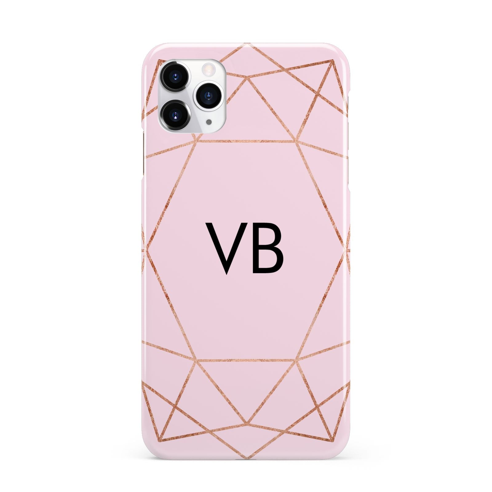 Personalised Pink Rose Gold Initials Geometric iPhone 11 Pro Max 3D Snap Case