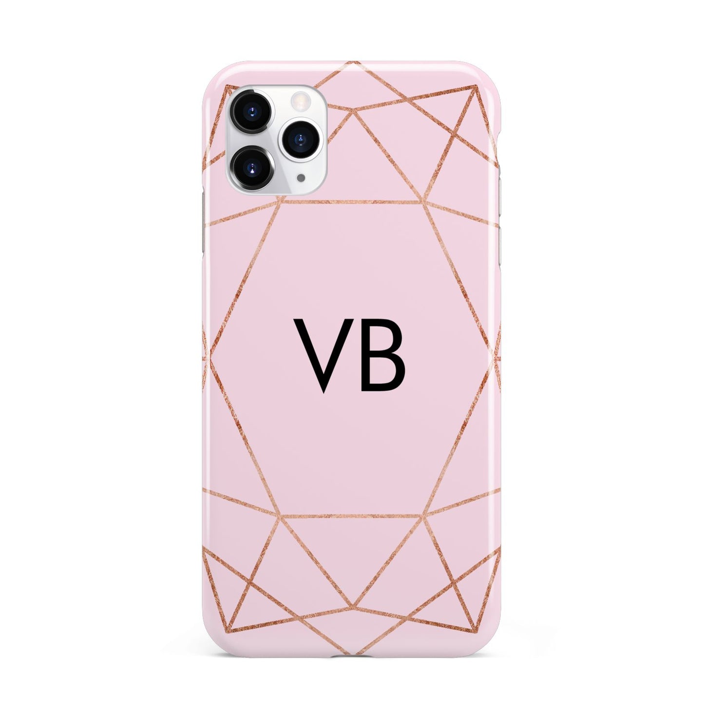 Personalised Pink Rose Gold Initials Geometric iPhone 11 Pro Max 3D Tough Case