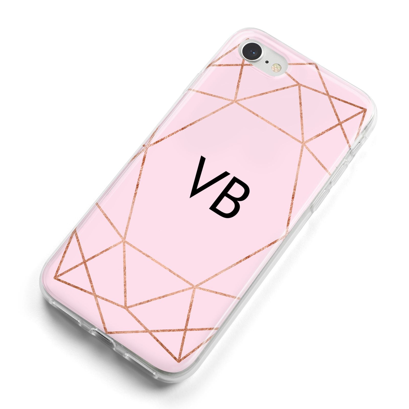 Personalised Pink Rose Gold Initials Geometric iPhone 8 Bumper Case on Silver iPhone Alternative Image