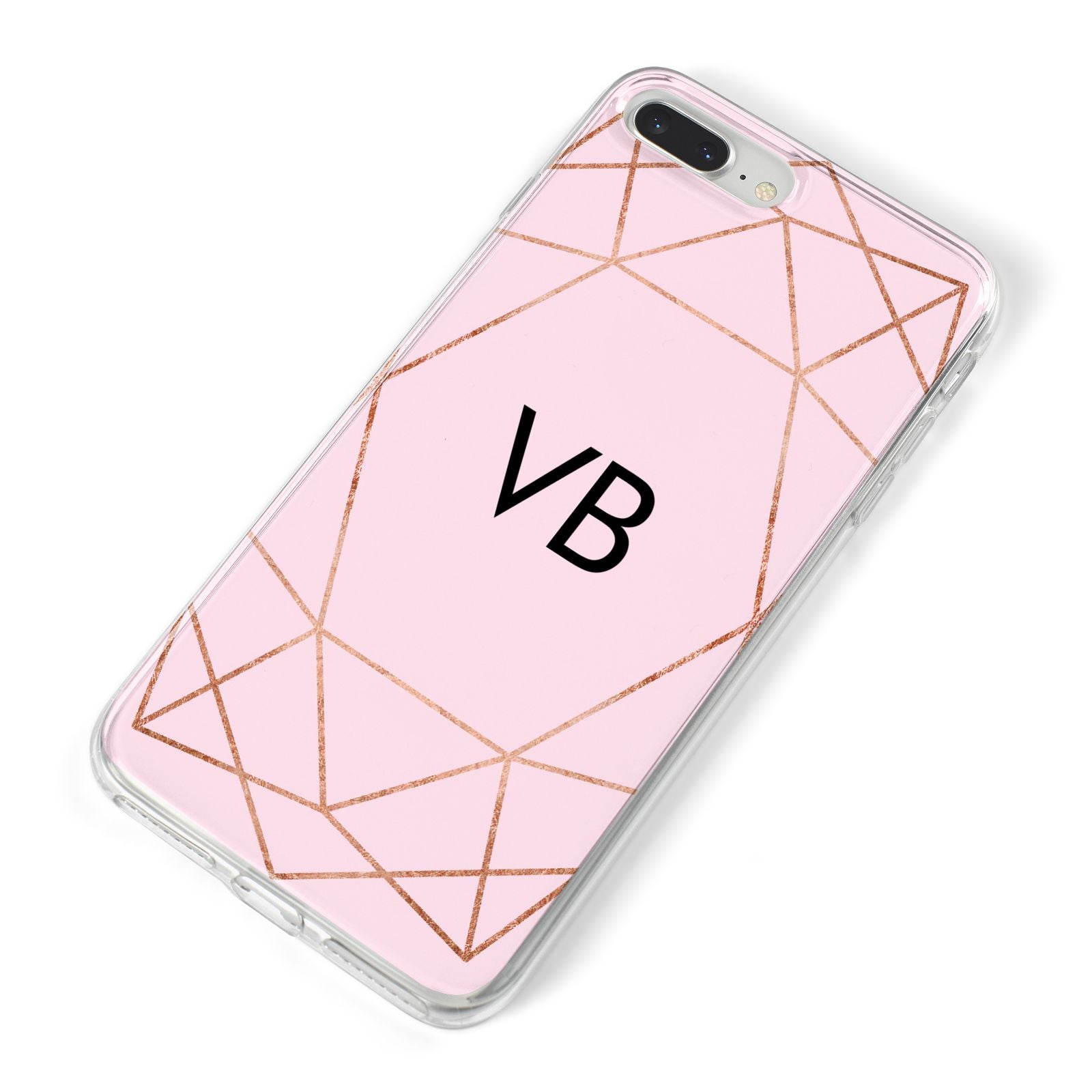 Personalised Pink Rose Gold Initials Geometric iPhone 8 Plus Bumper Case on Silver iPhone Alternative Image