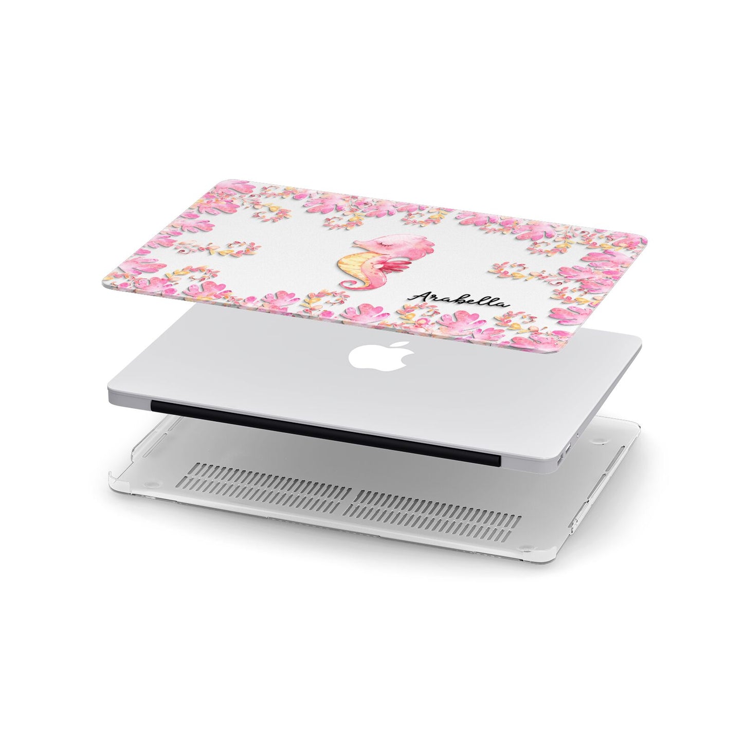 Personalised Pink Seahorse Apple MacBook Case in Detail