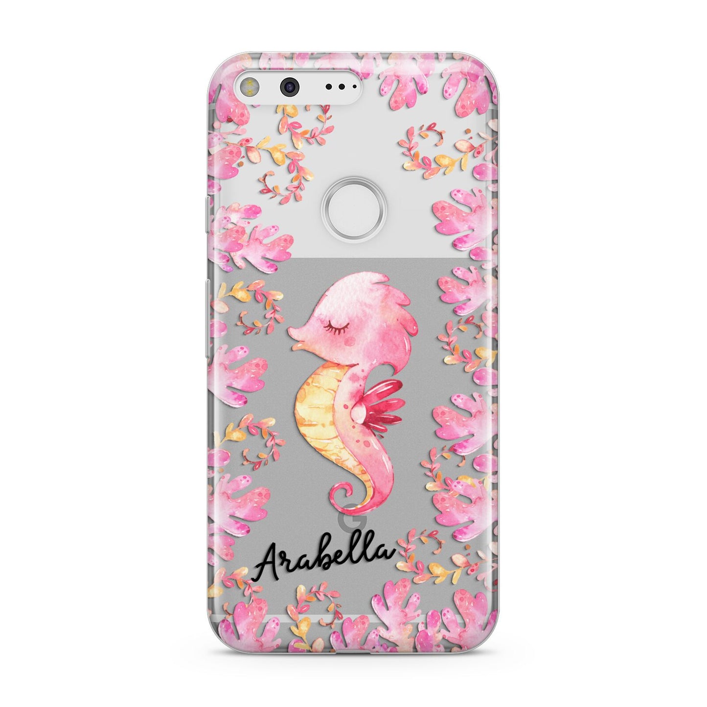 Personalised Pink Seahorse Google Pixel Case