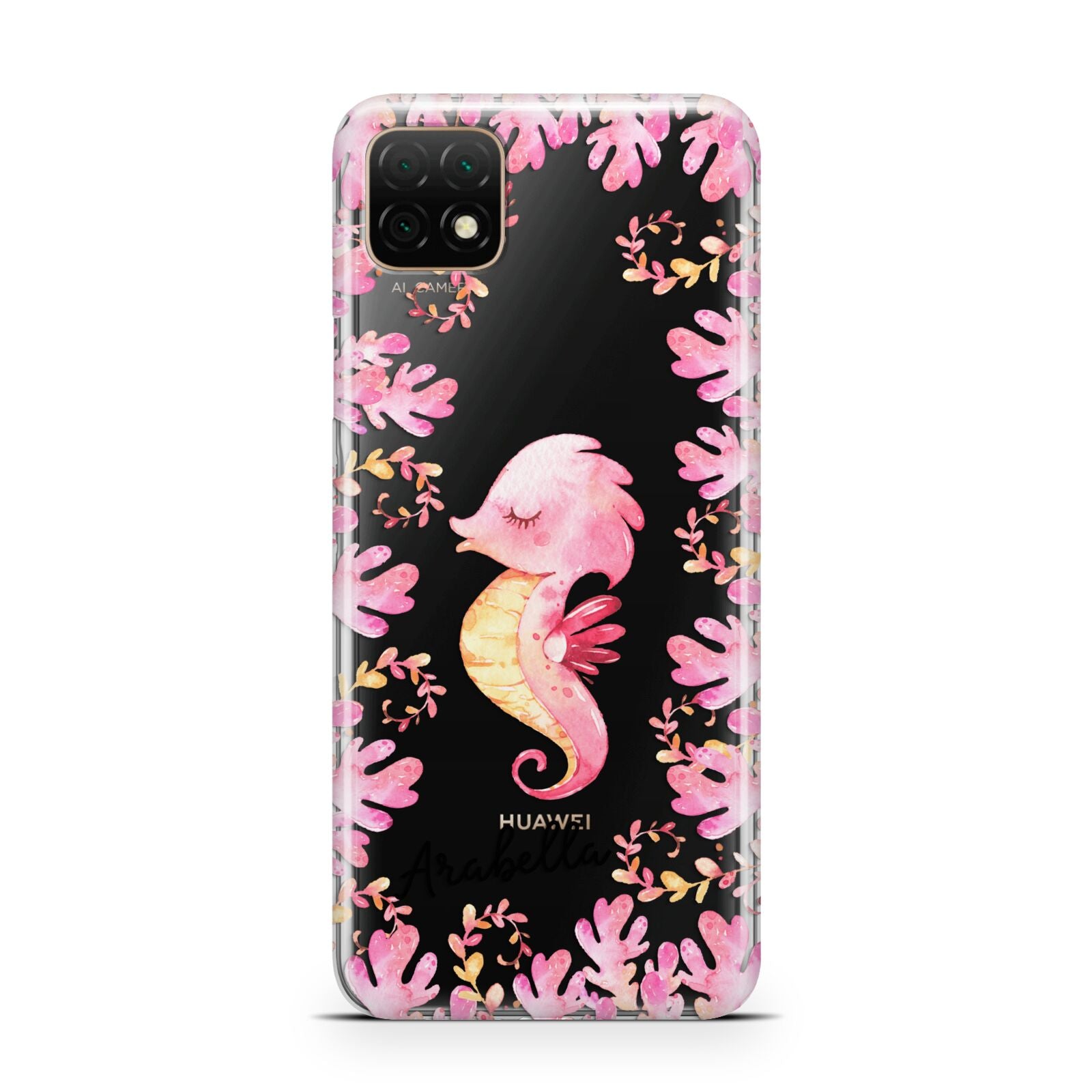 Personalised Pink Seahorse Huawei Enjoy 20 Phone Case