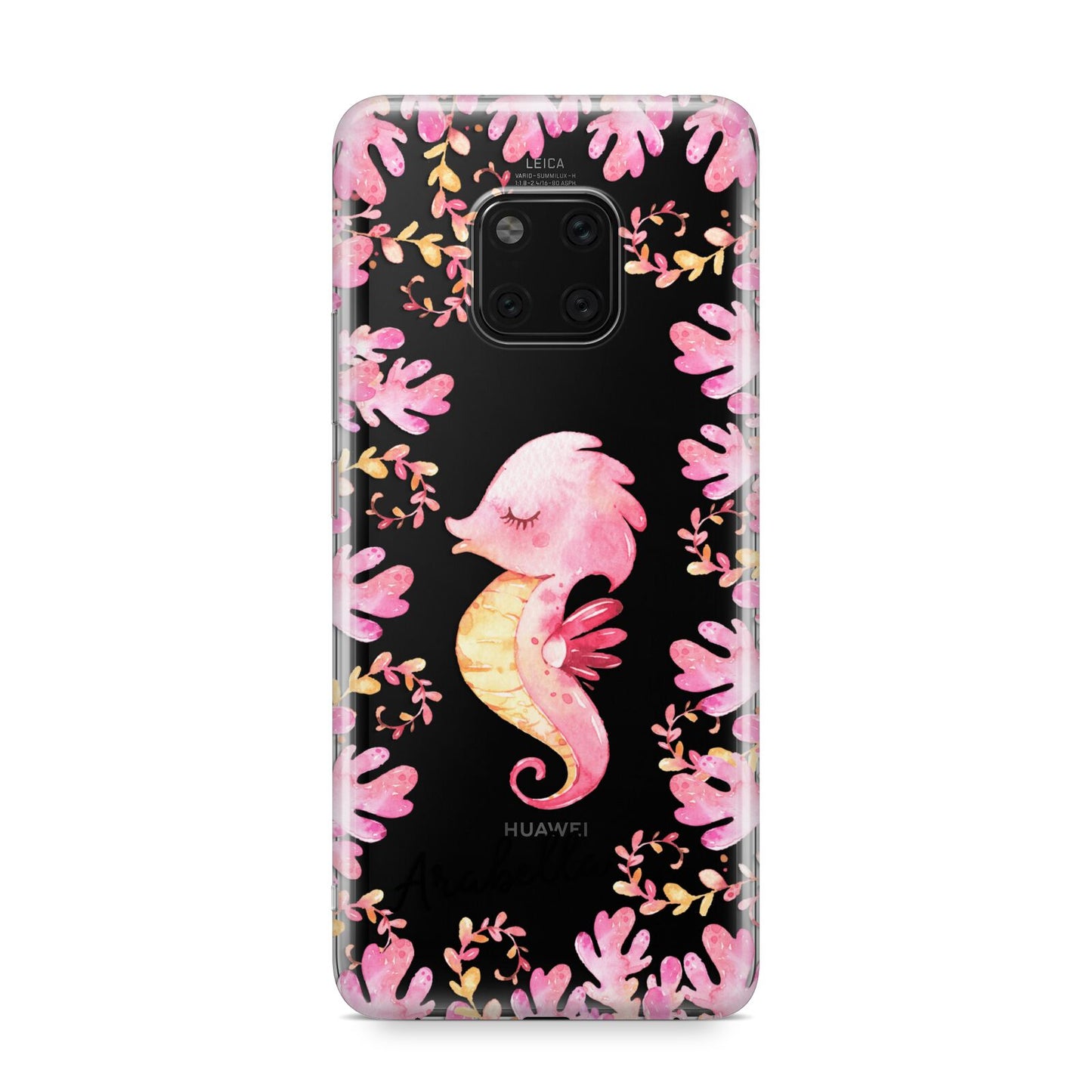 Personalised Pink Seahorse Huawei Mate 20 Pro Phone Case