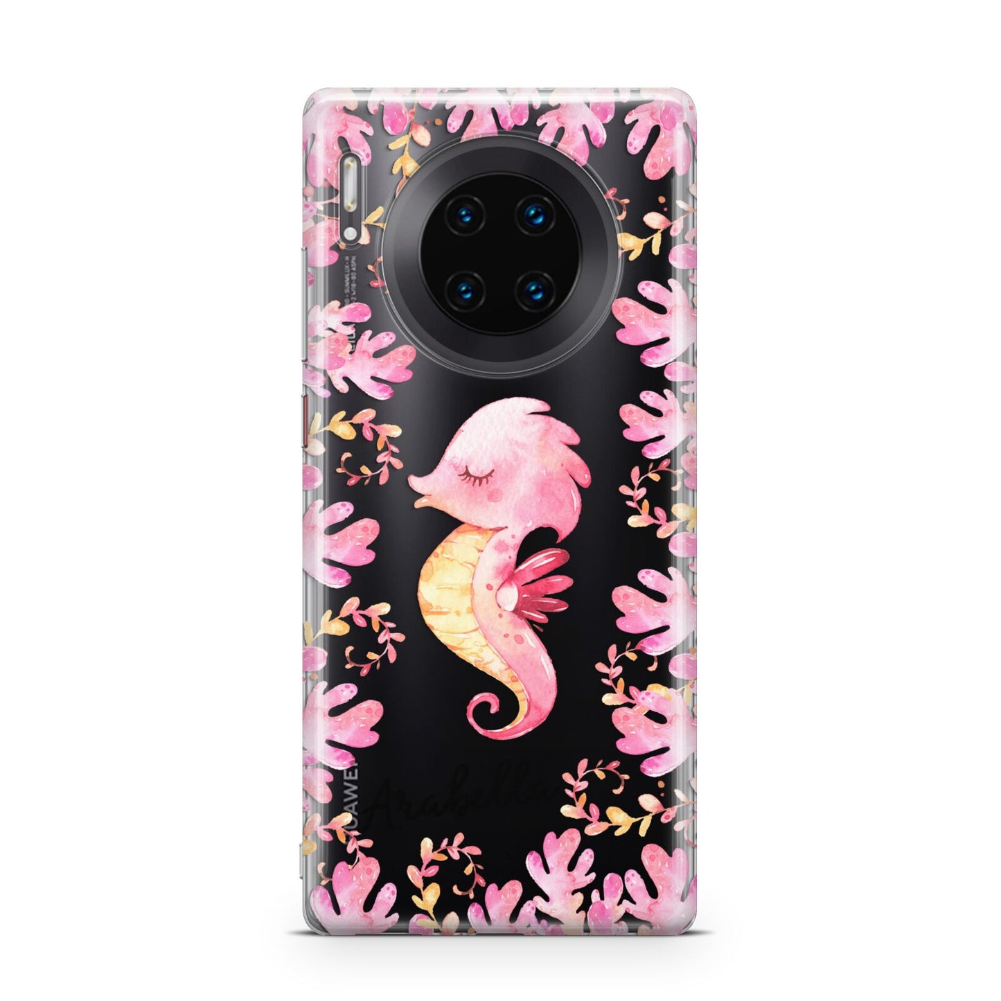 Personalised Pink Seahorse Huawei Mate 30 Pro Phone Case