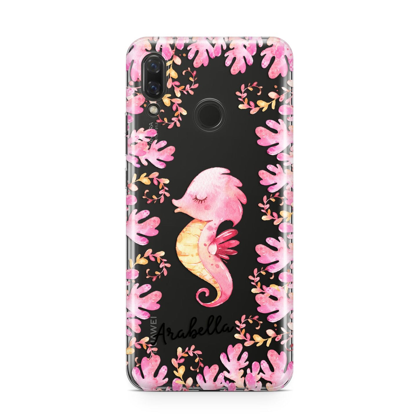 Personalised Pink Seahorse Huawei Nova 3 Phone Case