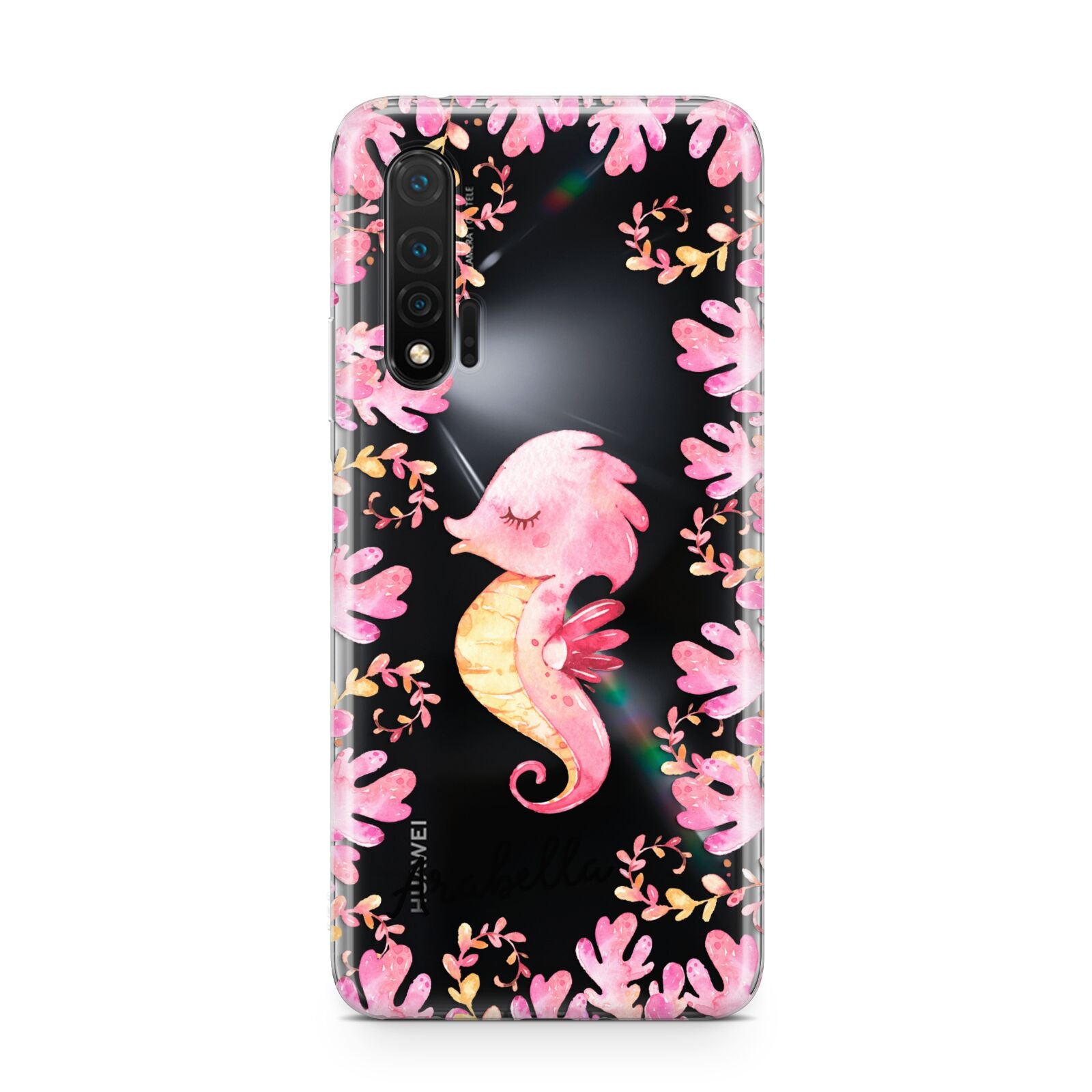 Personalised Pink Seahorse Huawei Nova 6 Phone Case