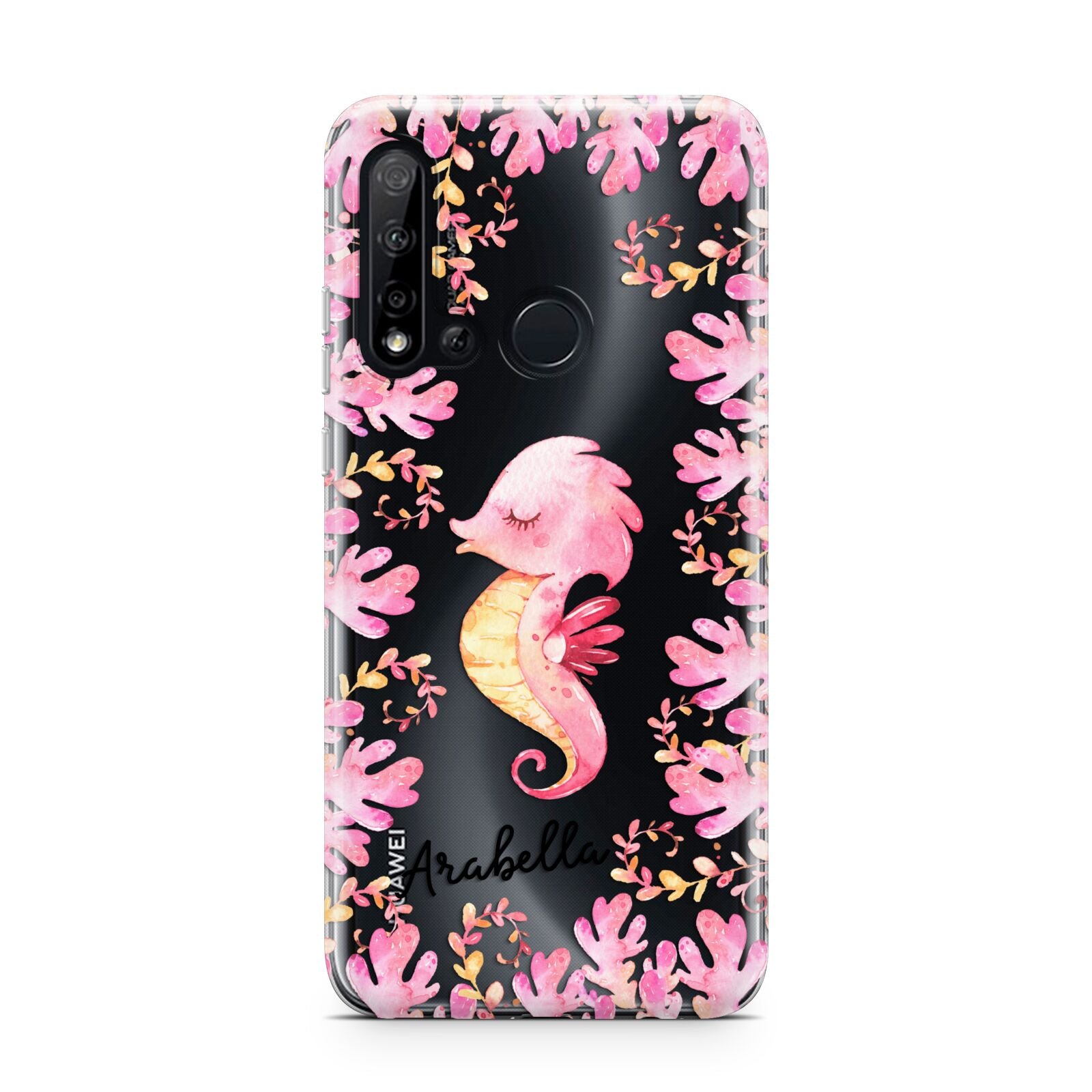 Personalised Pink Seahorse Huawei P20 Lite 5G Phone Case