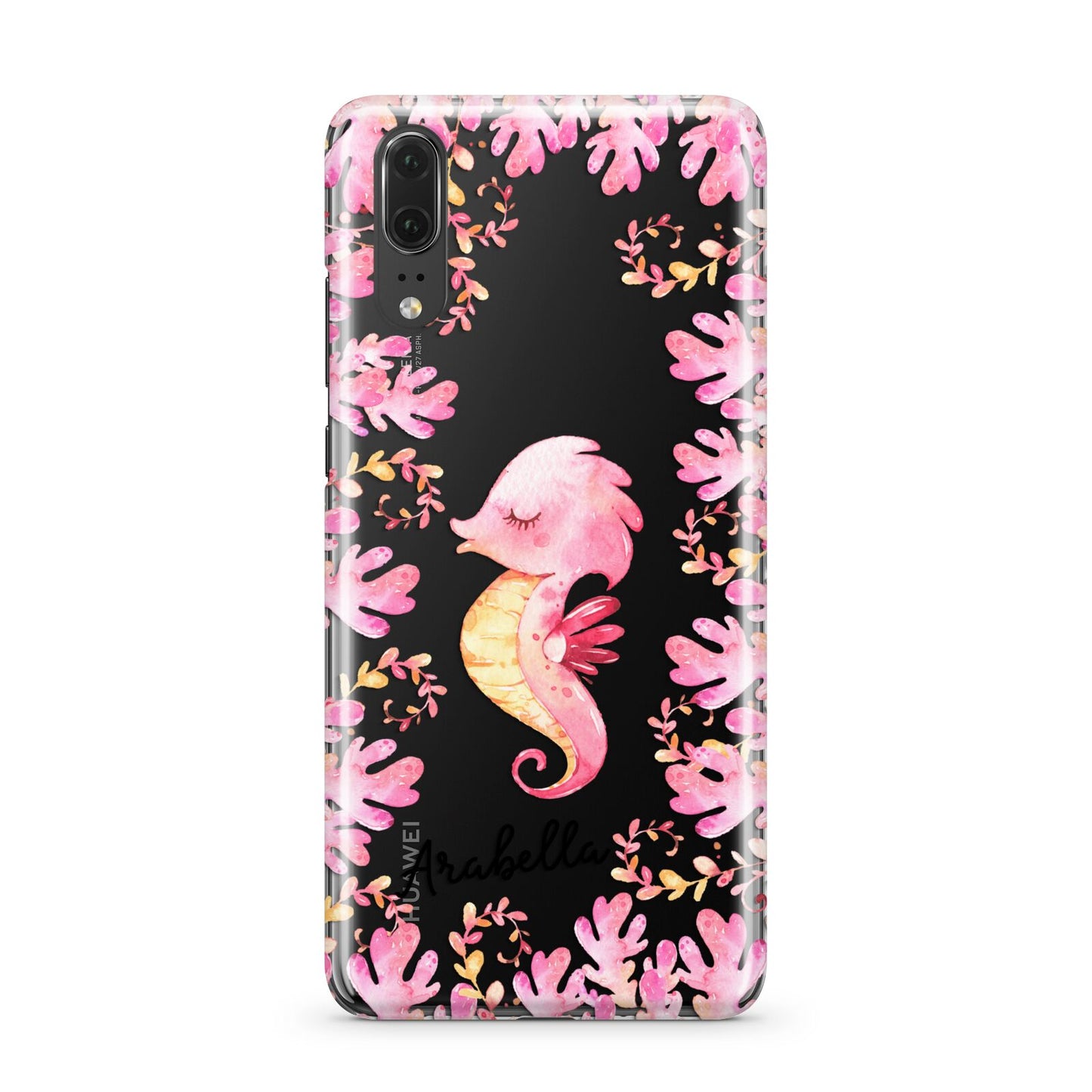 Personalised Pink Seahorse Huawei P20 Phone Case