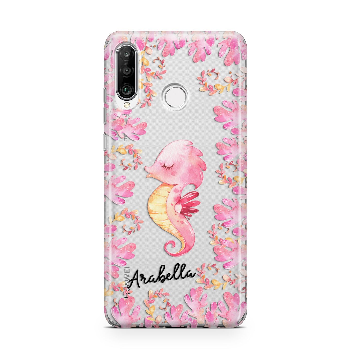 Personalised Pink Seahorse Huawei P30 Lite Phone Case