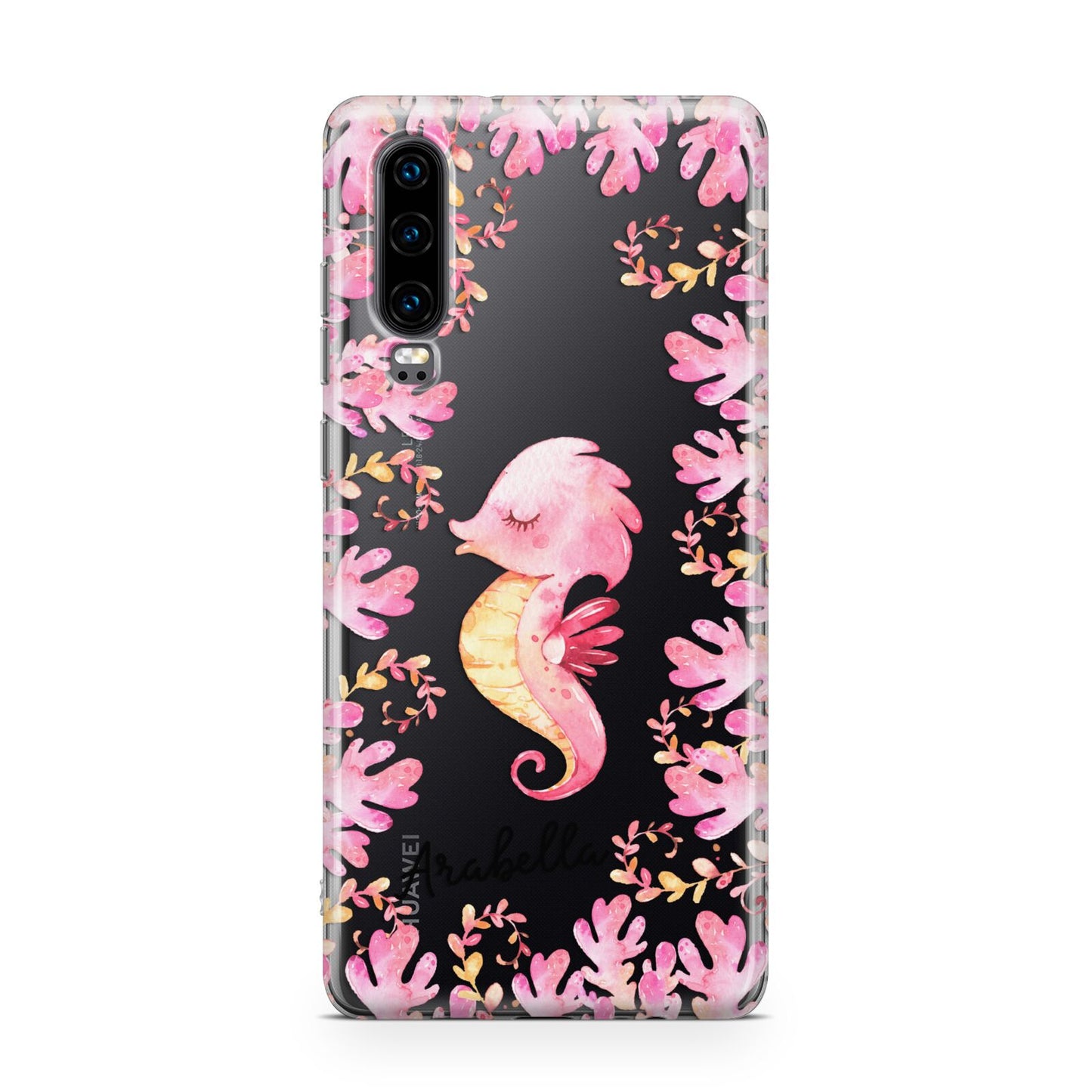 Personalised Pink Seahorse Huawei P30 Phone Case