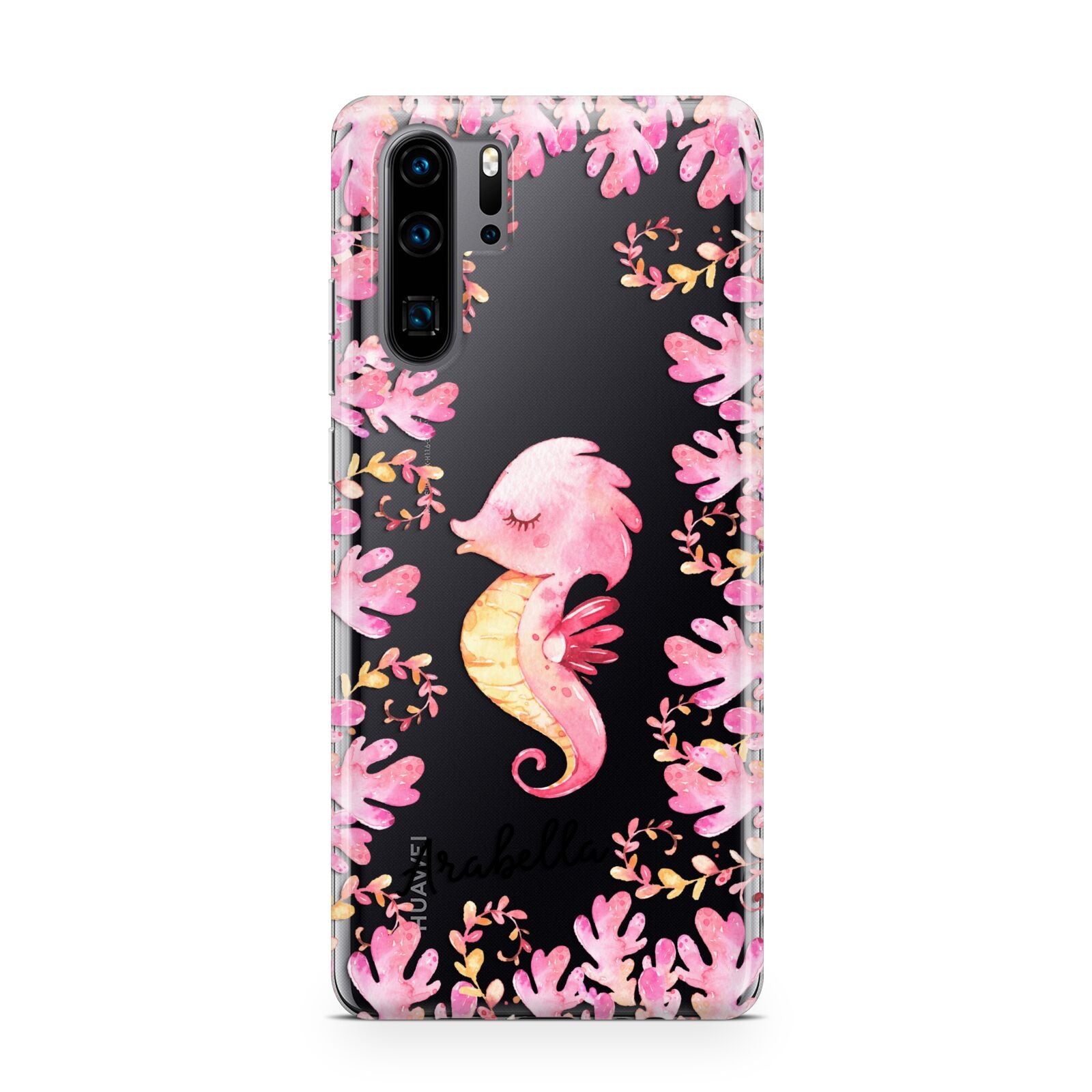 Personalised Pink Seahorse Huawei P30 Pro Phone Case