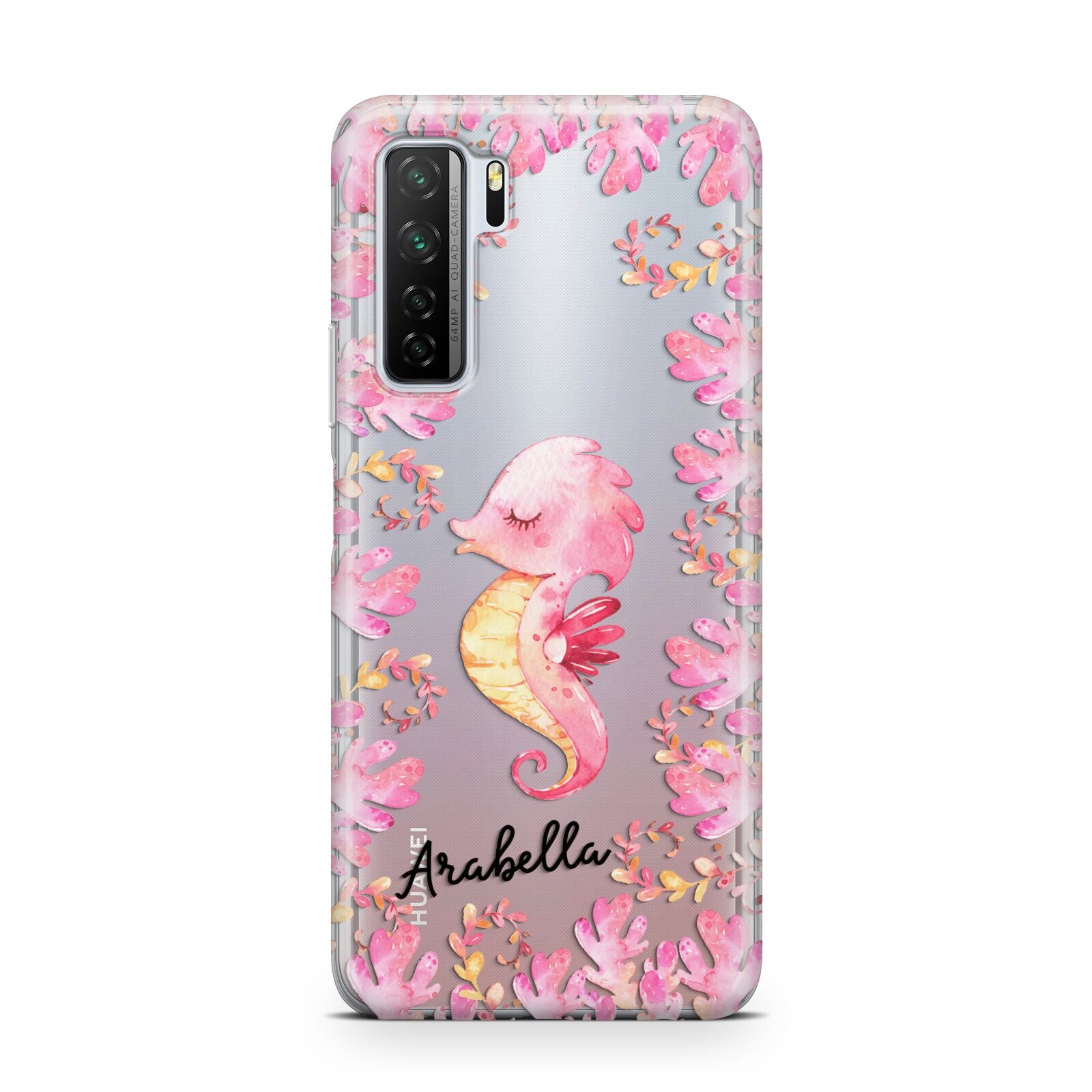 Personalised Pink Seahorse Huawei P40 Lite 5G Phone Case