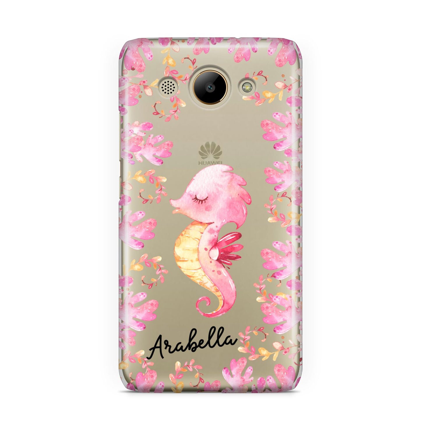 Personalised Pink Seahorse Huawei Y3 2017