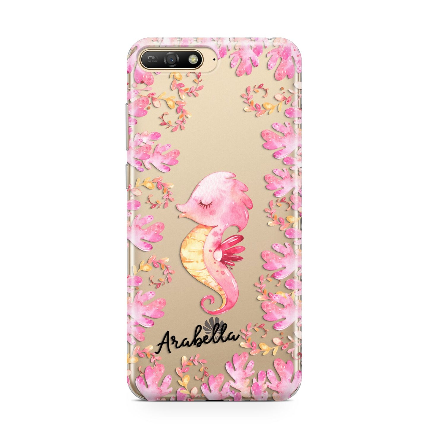 Personalised Pink Seahorse Huawei Y6 2018