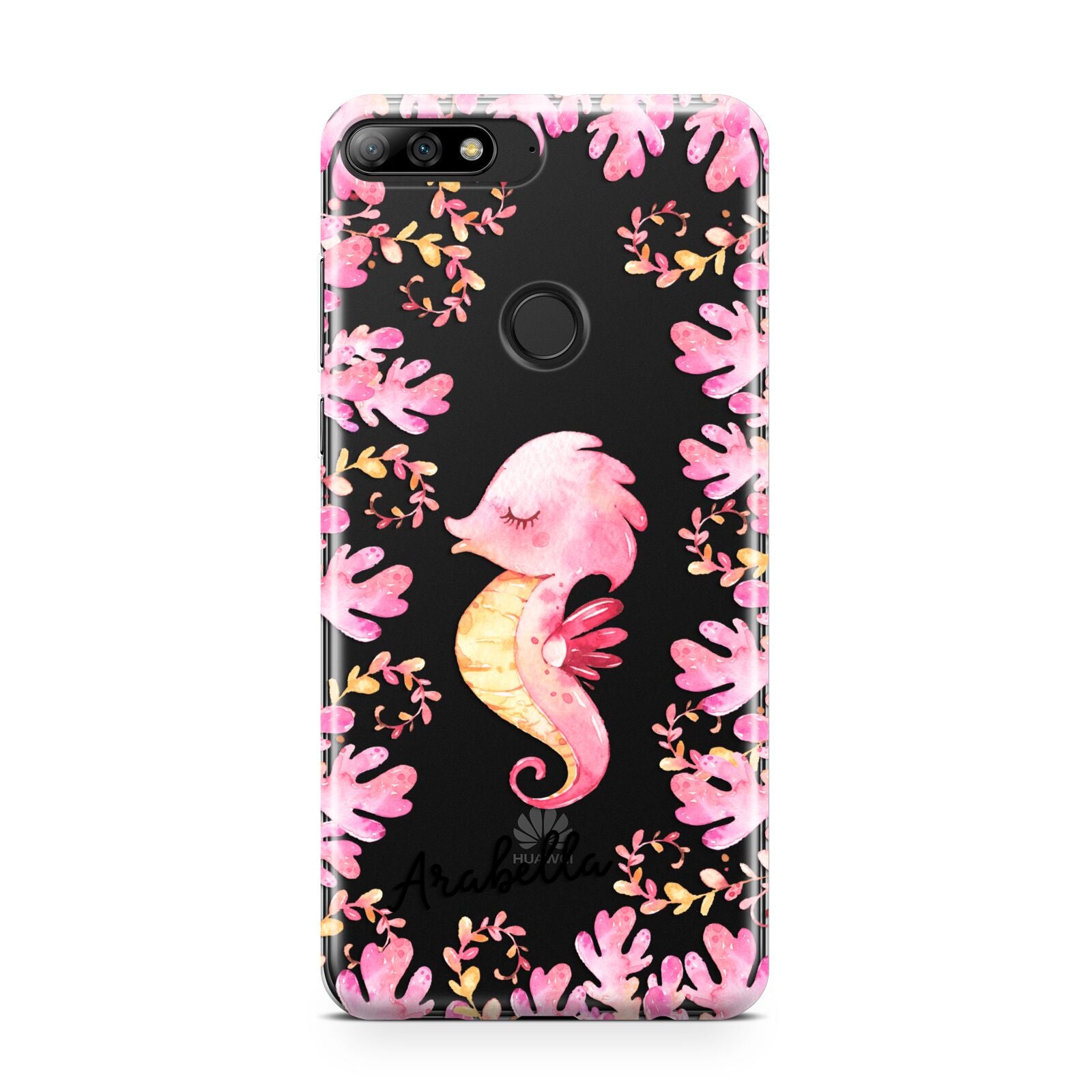 Personalised Pink Seahorse Huawei Y7 2018