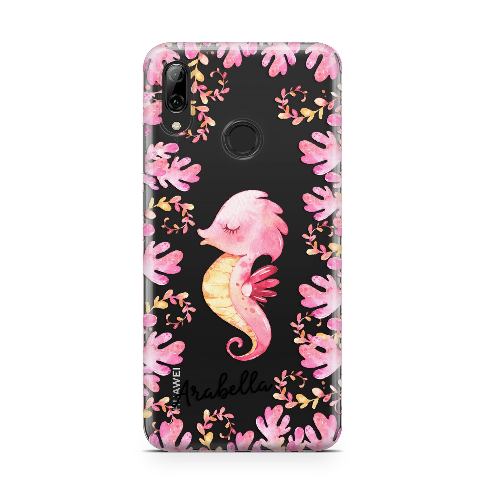 Personalised Pink Seahorse Huawei Y7 2019