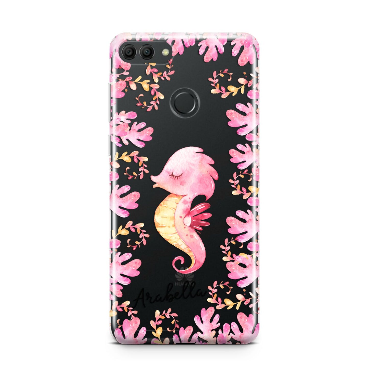 Personalised Pink Seahorse Huawei Y9 2018