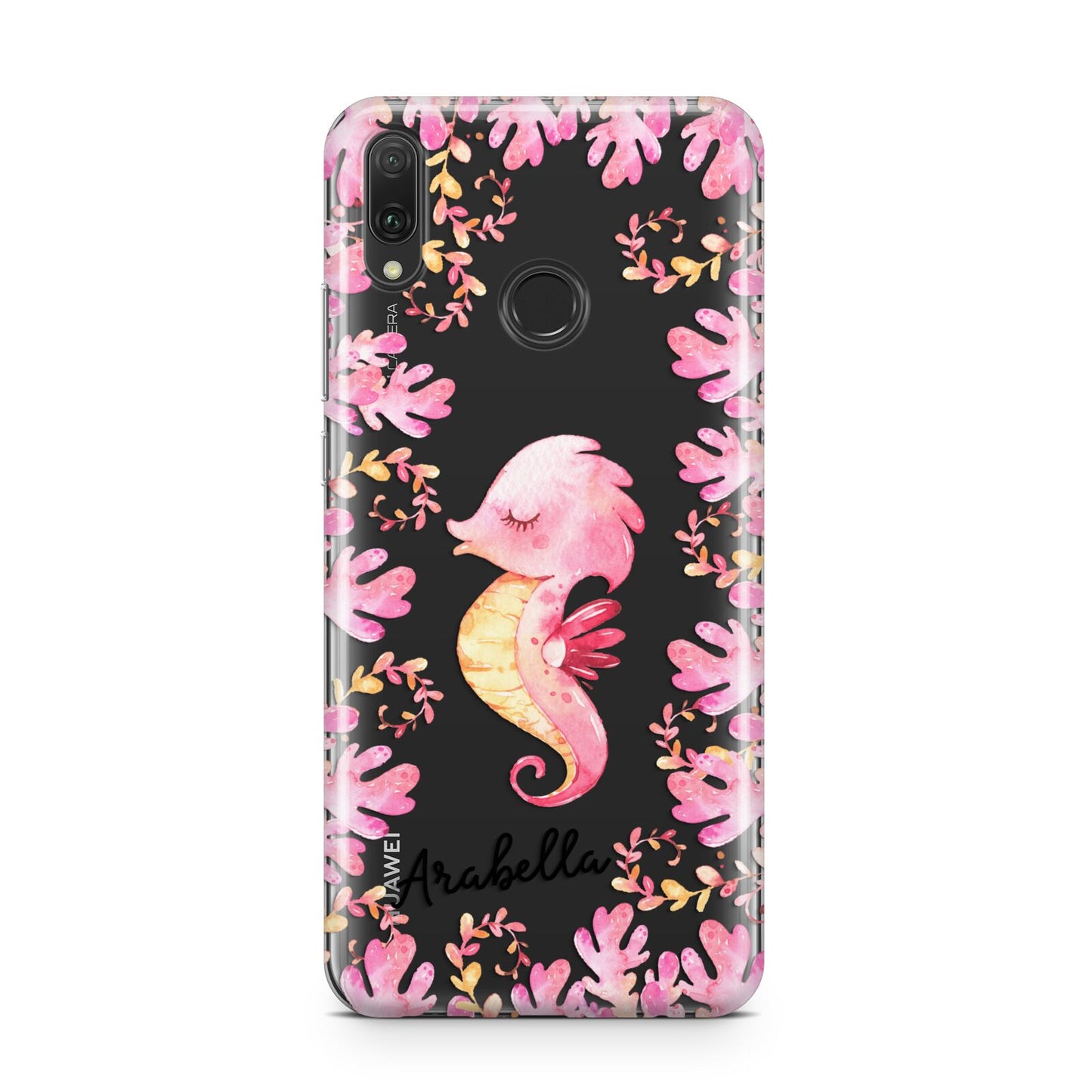 Personalised Pink Seahorse Huawei Y9 2019